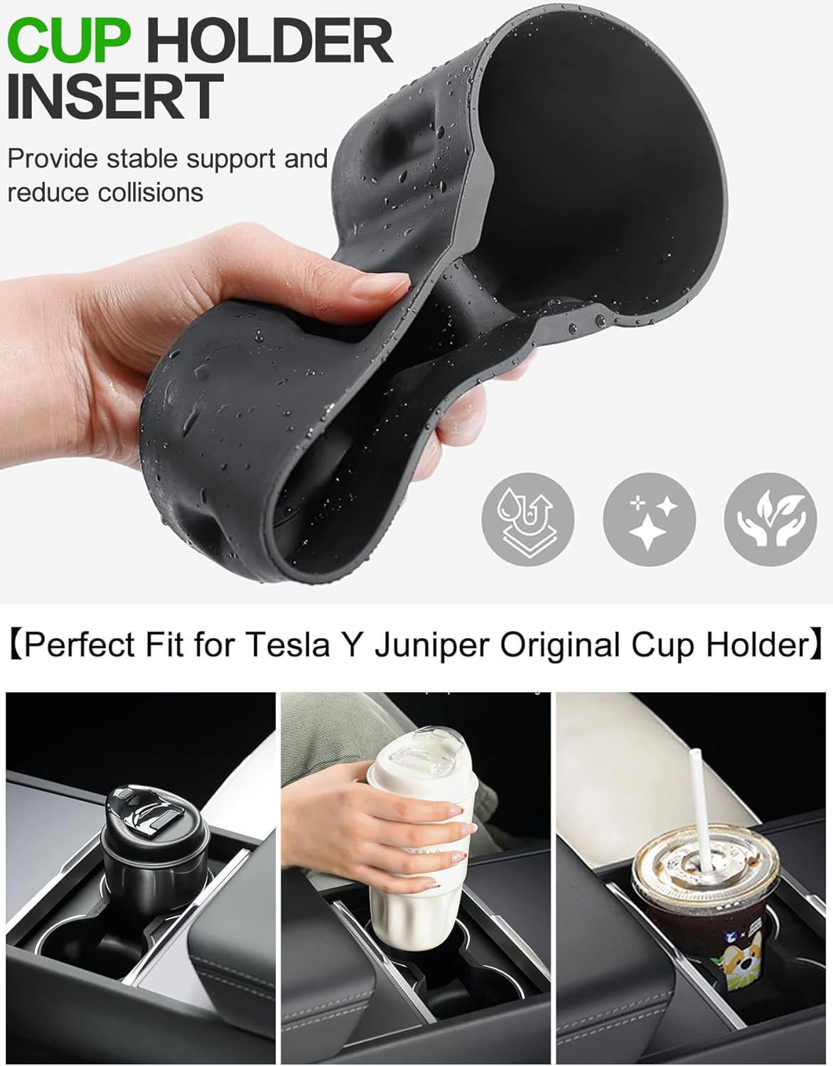 Center Console Organizer Tray for Tesla Model Y Juniper Model 3 Highland Armrest Hidden Storage Box Insert Cup Holder Interior Accessories for Model Y Juniper Model 3 2025 2026 (Black) image number 5