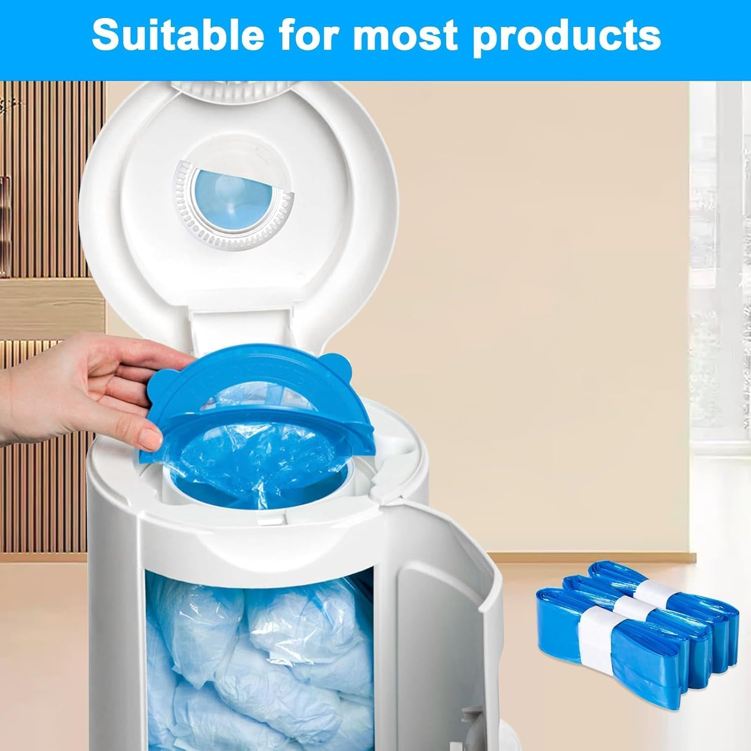 10PCS Nappy Bin Refills, 4.5M Diaper Pail Refill Bags Set Thickened Anti-Odour and Antibacterial Nappy Bag Compatible with Tommee Tippee, Angelcare, Munchkin, Genie image number 2