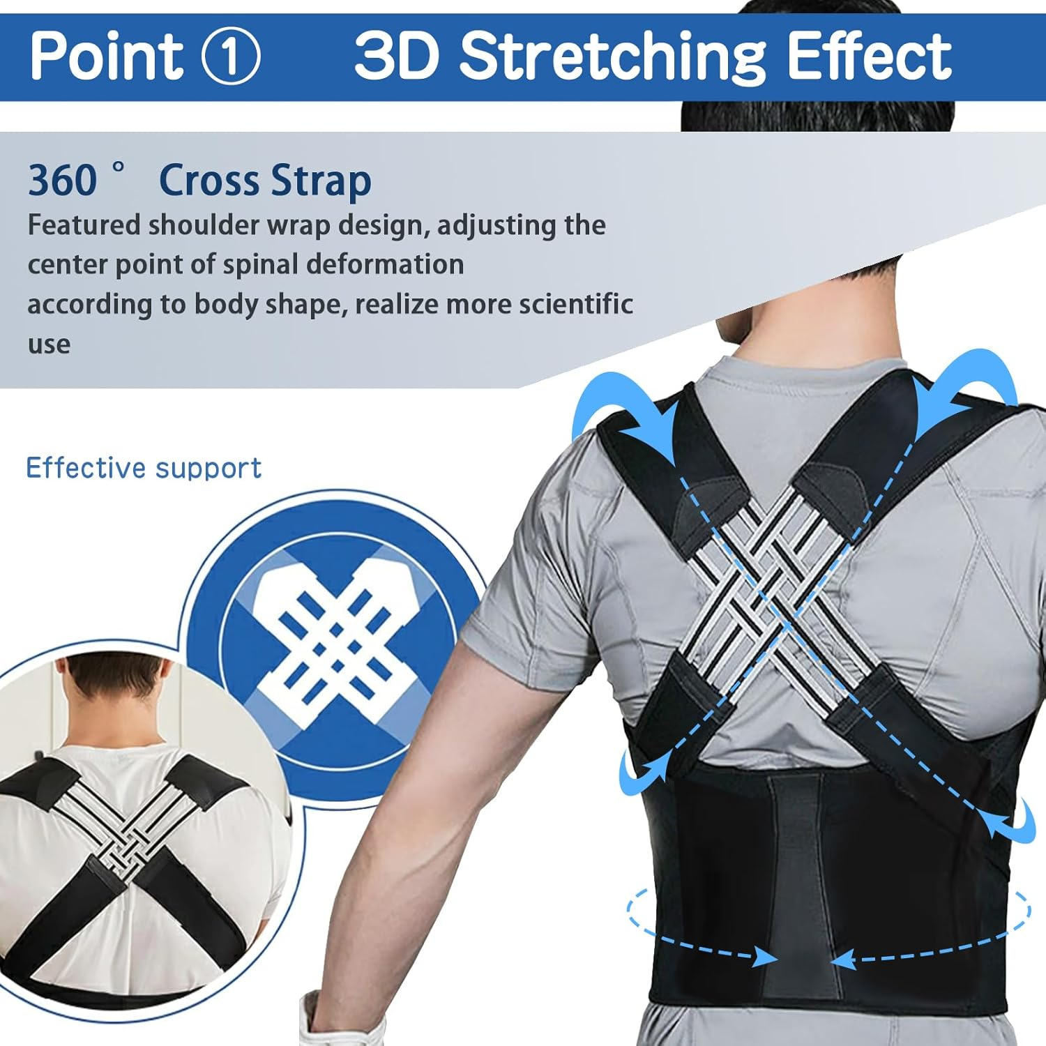 Adjustable Back Posture Belt for Men & Women，Back Brace for Posture,Back Supporter,Adjustable Elastic Straps (S) image number 4