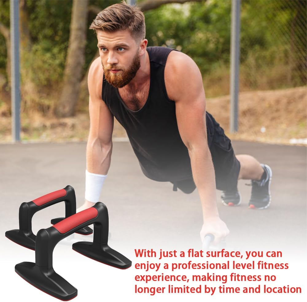 Portable Push up Bars, Non-Slip H-Shaped Push-Up Stand for Fitness Training, Gym Equipment with Anti-Slid Mat for Fitness, Gymnastics, Aerobics, Bodybuilding image number 2