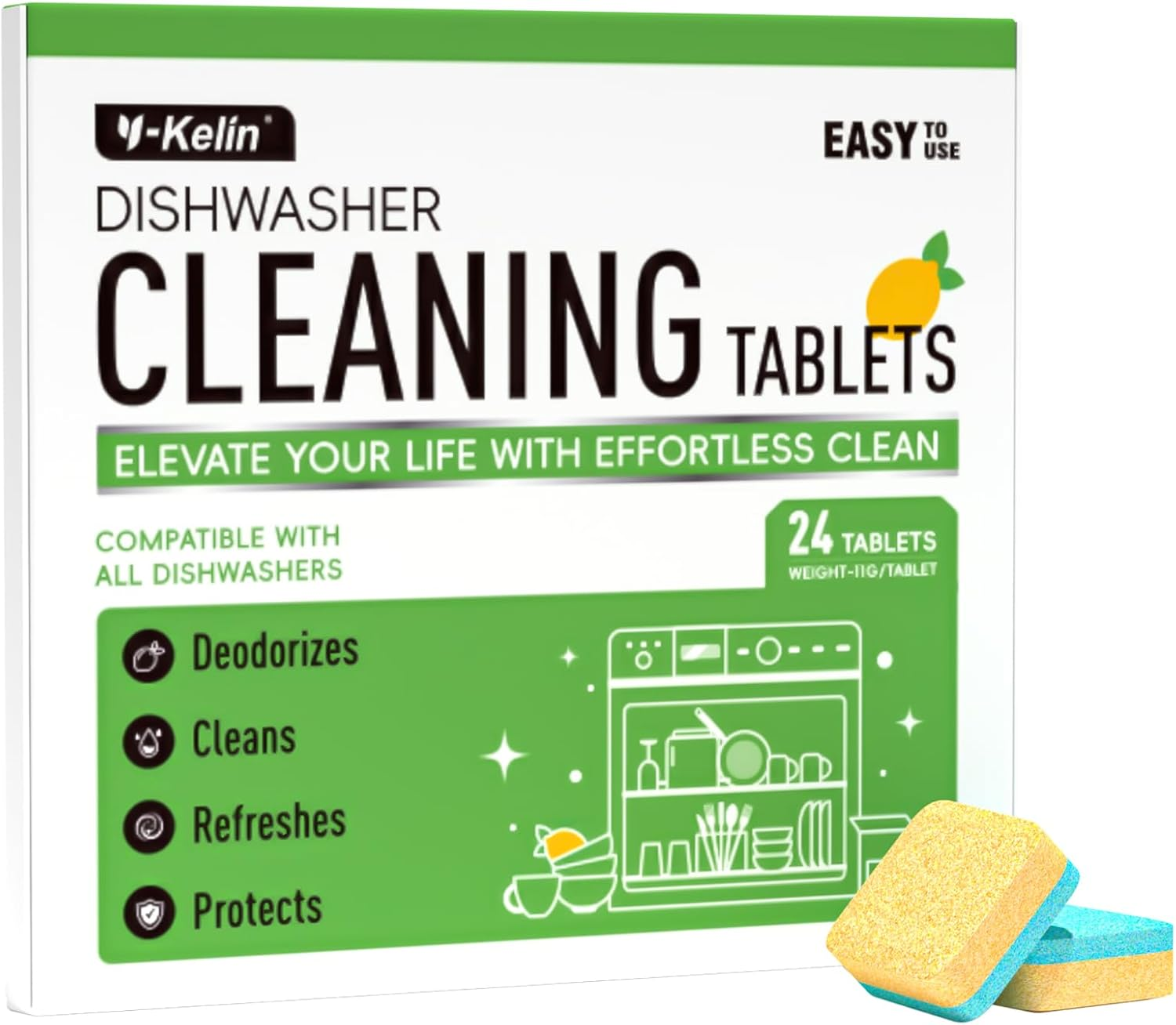 Y-Kelin 24 Pack Dishwasher Cleaning Tablets Cleaner for Dishwasher Limescale Remover image number 6