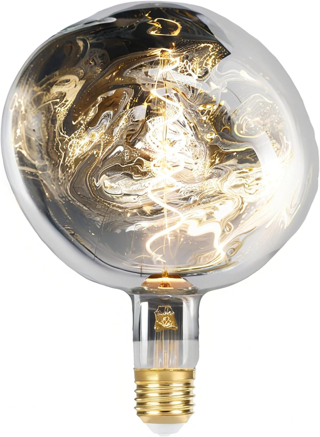 Vanpus Giant LED Decoration Bulb, 6W Dimmable 2700K Warm White, E27 Base, CRI 90+, Flicker-Free, Handmade Nickel-Plated Silver Look image number 6