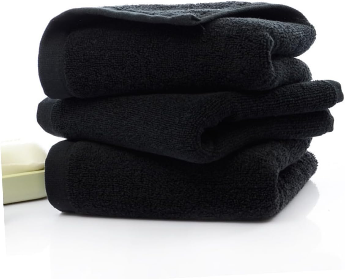 SHOWERORO Cotton Black Face Towel Fast Drying Highly Absorbent Extra Large Hotel Quality Towel for Home Spa Travel image number 4