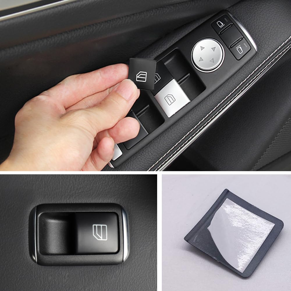 14 Pcs Window Glass Lift Button Trim Cover Interior Door Power Window Switch Button Cover Fit for Mercedes Benz a (W176) / B(W246) / C(W204) / E(W212) / GL/ML/CLA/GLA/GLE/GLK Class (Black)