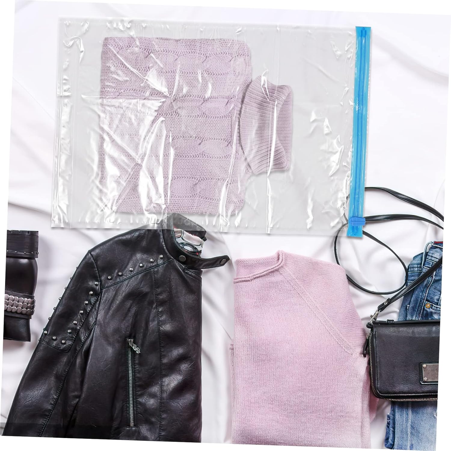 LABRIMP 10Pcs Hand Vacuum Bag Space Saver Vacuum Storage Bags for Luggage Organiser image number 3