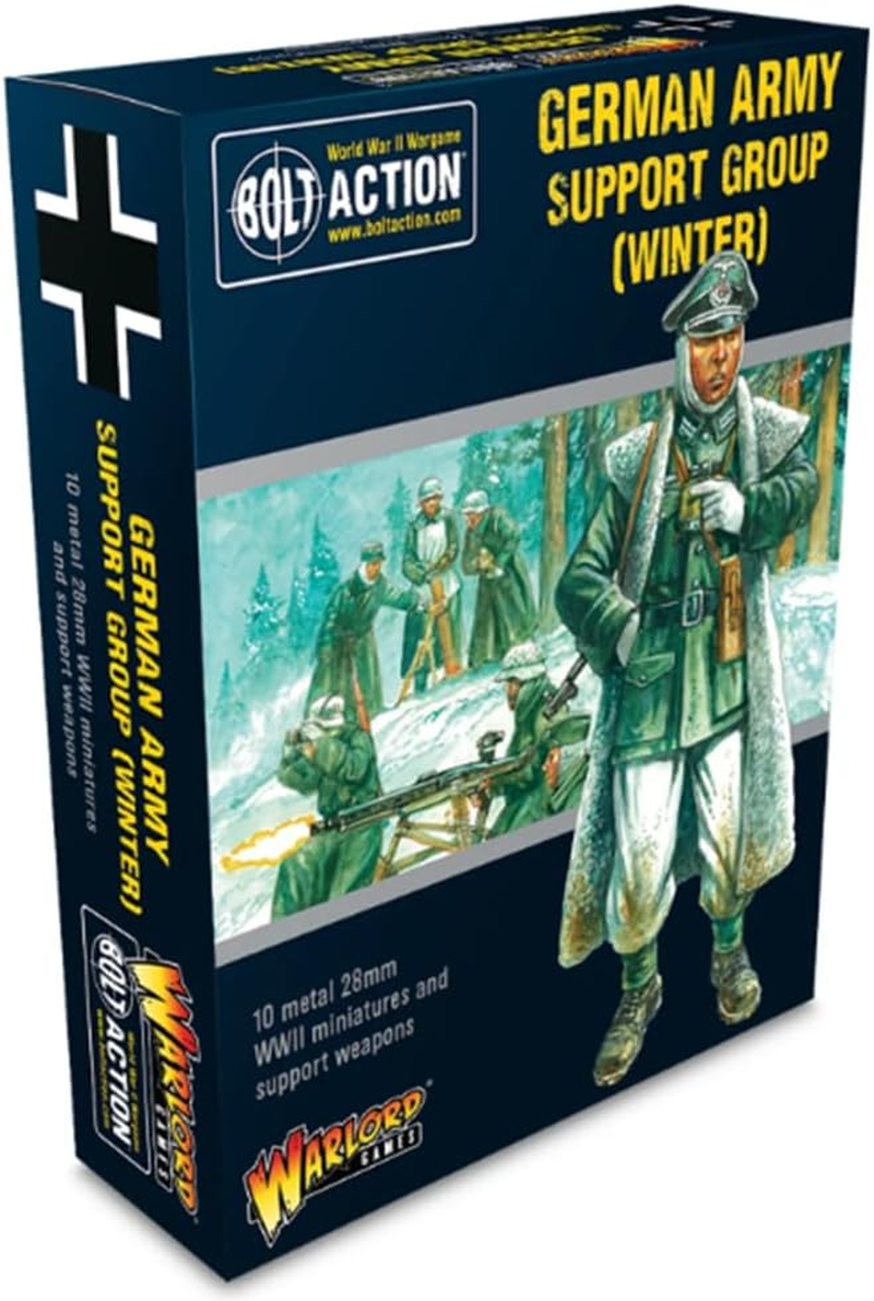 Warlord Bolt Action German Army Support Group Winter Figures 1:56 WWII Military Wargaming Plastic Model Kit 402212009, Unpainted