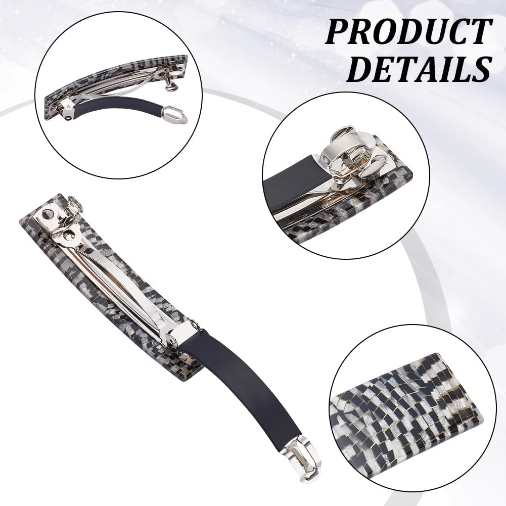 WADORN 3 Hair Clips for Women 8.2 Cm Checked Hair Clip Large Black White Hair Clips French Vintage Hair Clips for Thick Thin Hair Women'S Hair Accessories image number 4