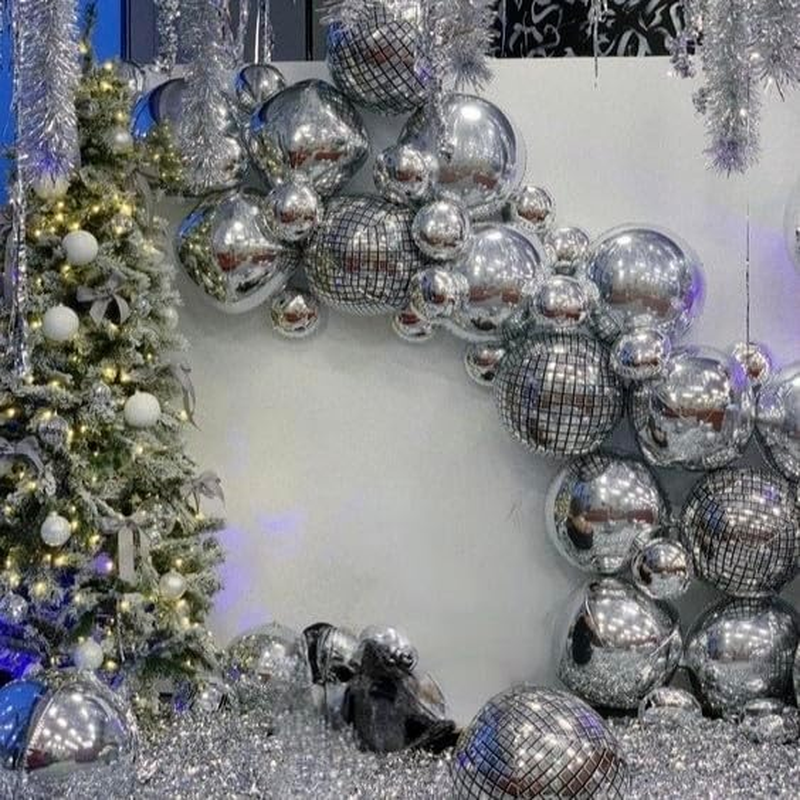 4D Foil Balloons - 22, 15, 10 Inches Silver round Helium Balloons for Baby Shower, Birthday, Party, Decoration, Weddings, Anniversaries image number 3
