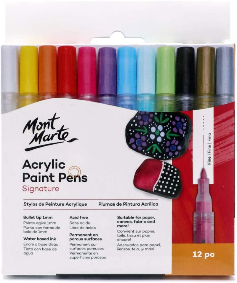 Mont Marte Signature Fine Tip Acrylic Paint Pens (12 Pieces) image number 1
