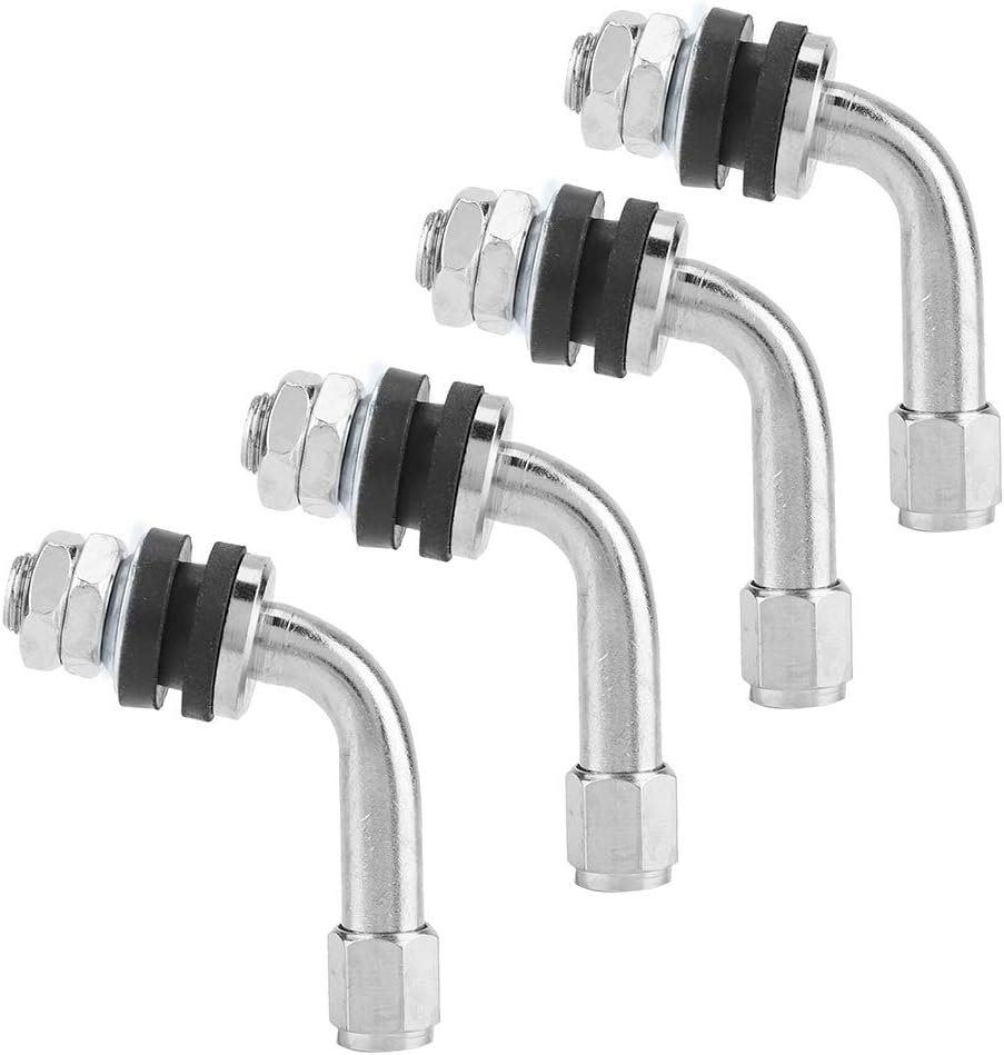 Tyre Valve Stem 4 Pcs 90 Degree Angle Car Motorcycle Tire Valve Stem Aluminum Alloy and Rubber Durable Automotive Wheel Tyre Adapter Tools image number 3