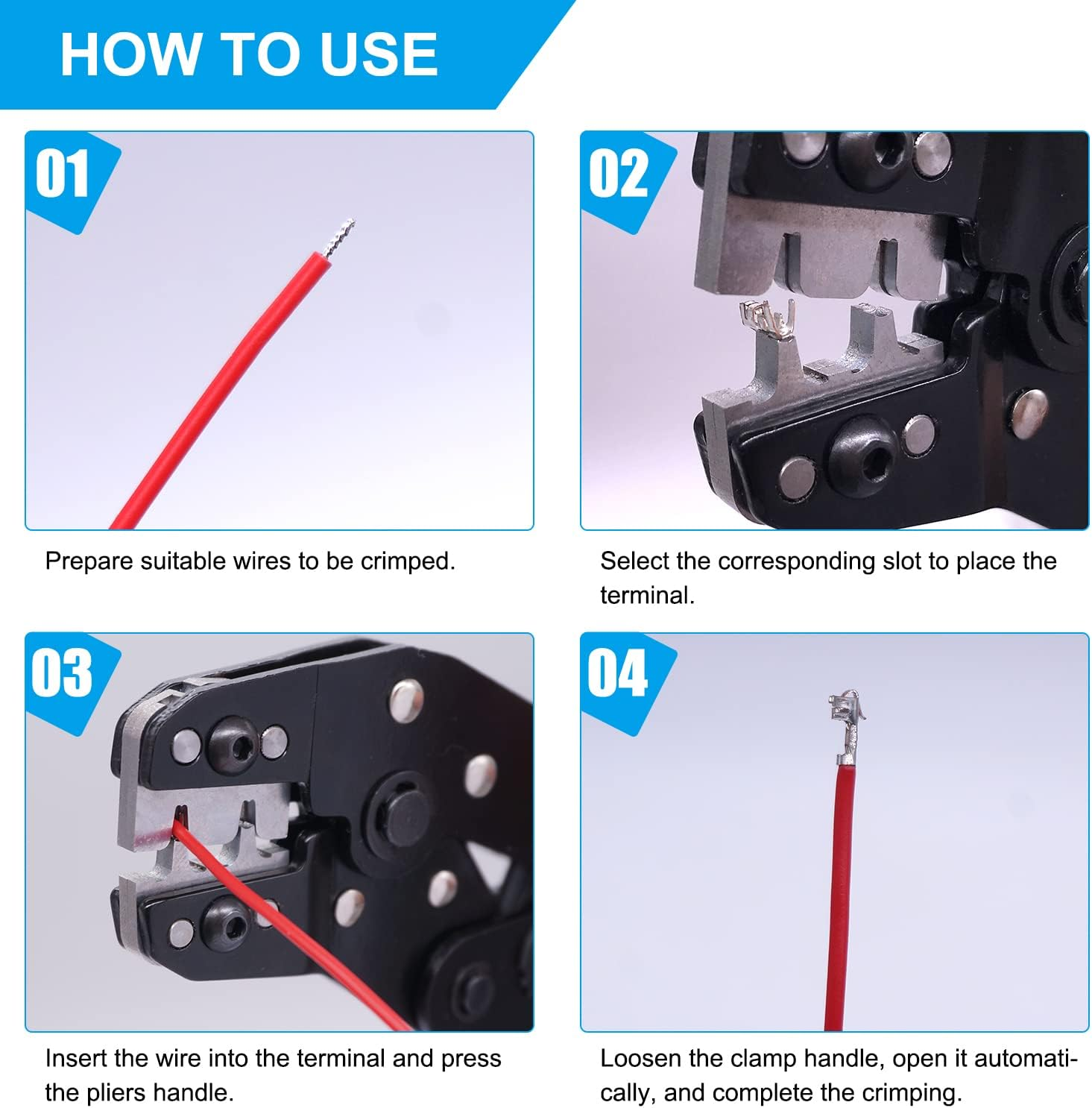 Taiss JST Crimping Tool,Dupont Crimping Tool,Jst Crimping Tool Set,Dupont Crimper,Ratcheting Wire Crimper for JST Connector XH 2.54Mm,Ph2.0,D-Sub Terminals,(0.08-0.5Mm&sup2; 28-20AWG) image number 5