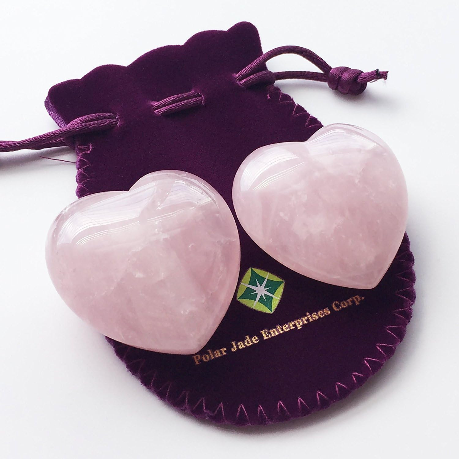 Puffy Heart Hand-Carved of 100% Natural Crystal Stones for Chakra Energy Healing, Meditaion, Massage and Decoration (Set of 2 Rose Quartz) image number 2