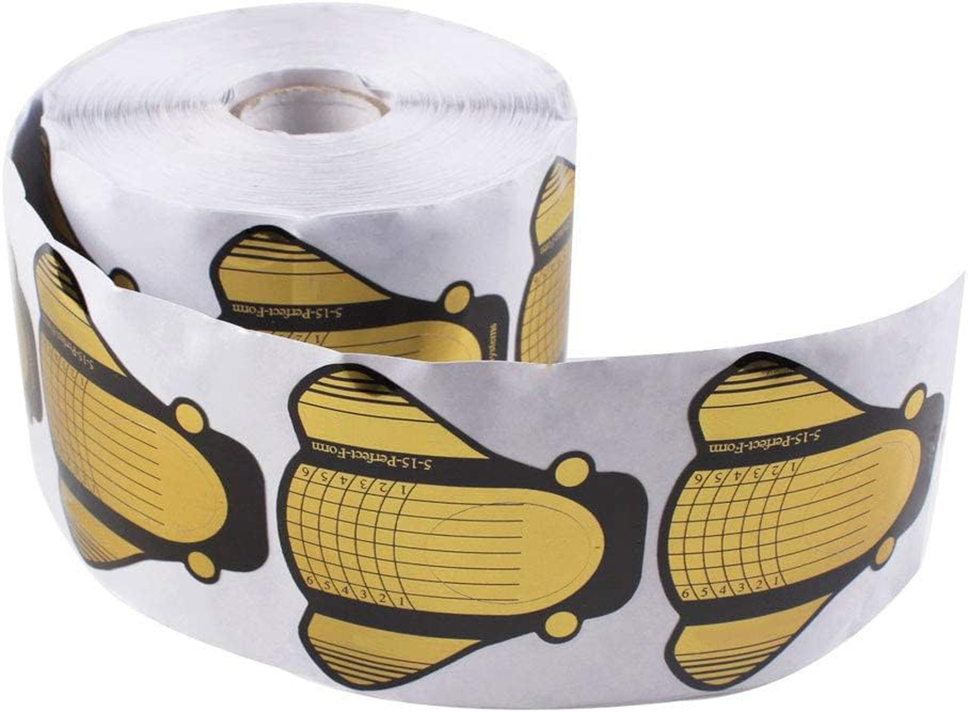 Beautyleader 500Pcs/Roll Nail Form, Nail Art Guide Stickers for Acrylic UV Gel Nail Tips Manicure Extension Tool (Gloden) image number 6