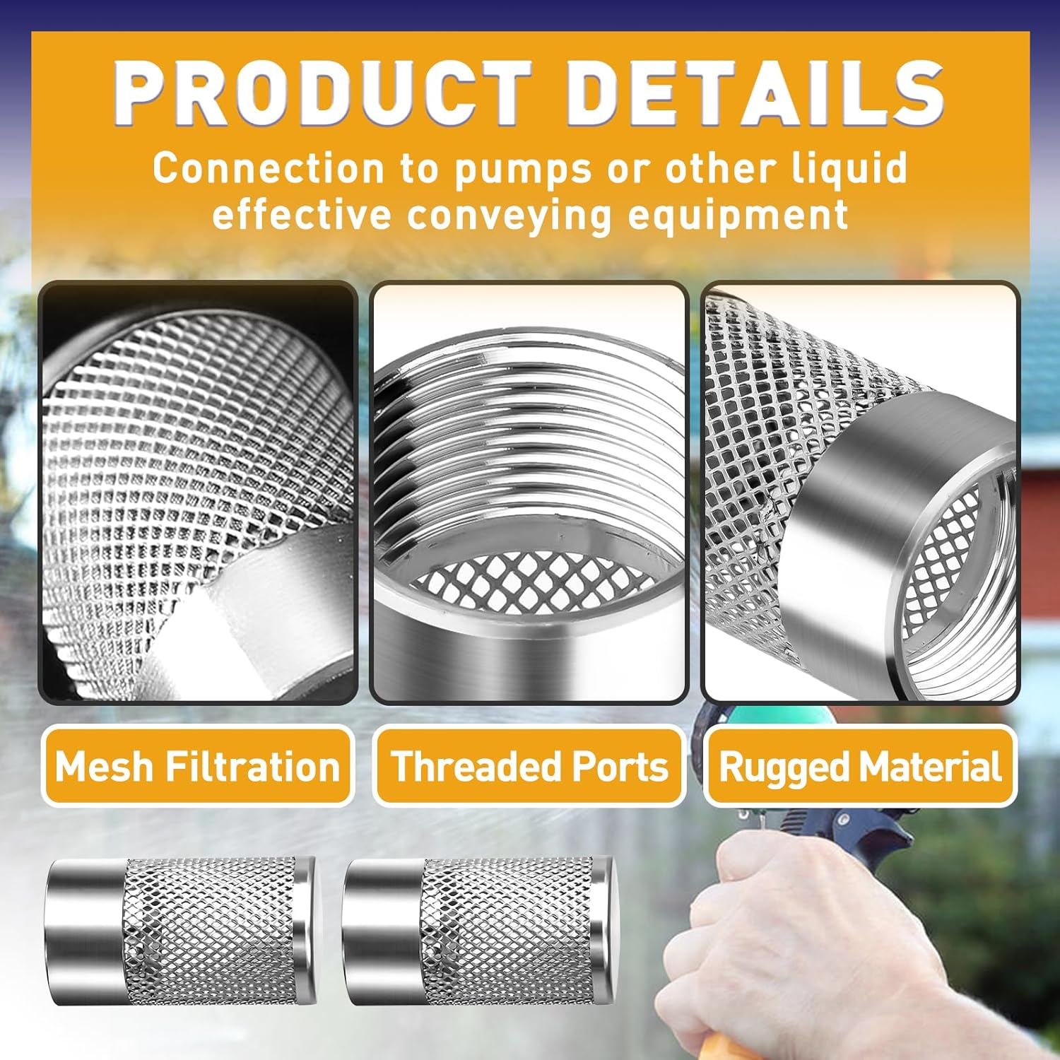 Standwme Inlet Suction Strainer Mesh Filter Compatible with Livewell Pump, Industrial Plumbing Inline, Garden Washers Water Filter, Sprayer Garden Hose Suction Line image number 6