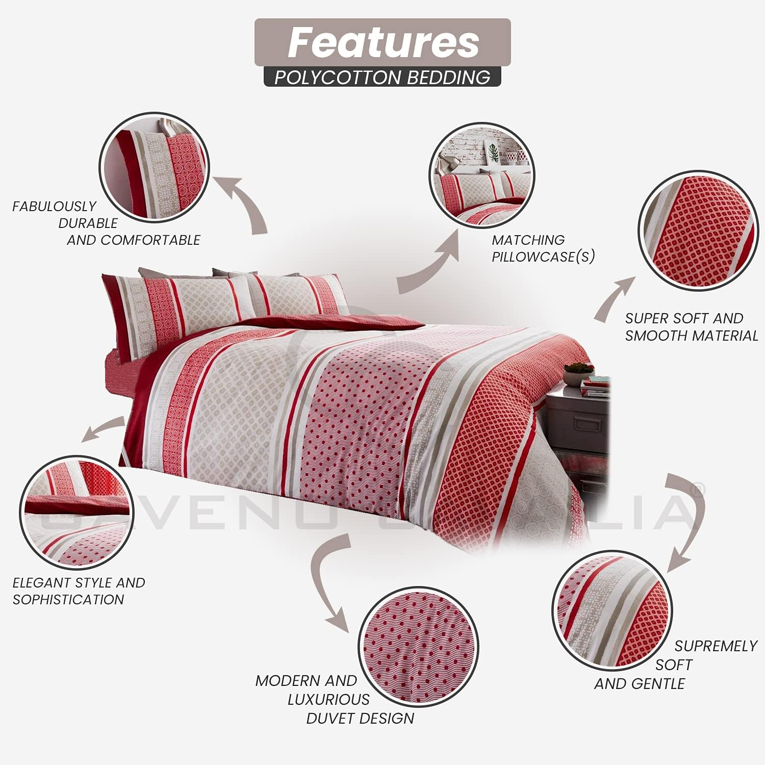 GC GAVENO CAVAILIA Easy Care Printed Duvet Cover with Pillowcase Set, Polka Dot Bedding Double Bed Set, Washable Quilt Covers, Natural (740834) image number 2