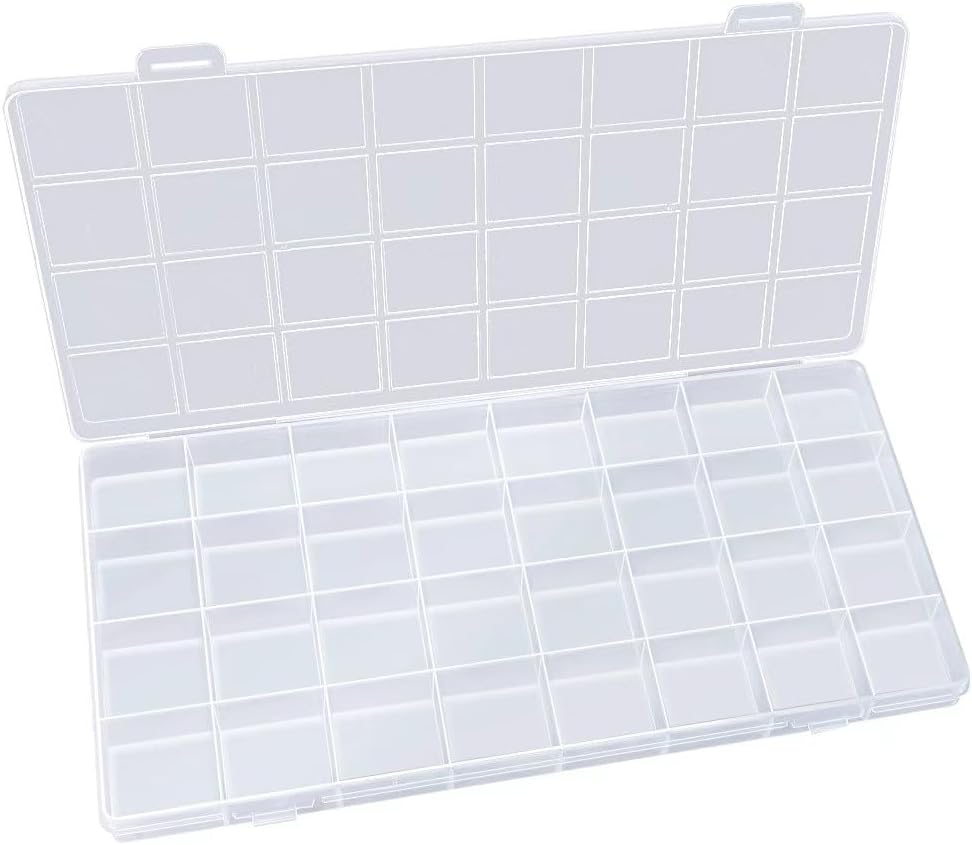 Eppingwin 28 Grids Bead Organizer, Craft Organizers and Storage, Acrylic Organizers, Plastic Bead Organizer Box for Crafts Organizing Storing, Translucent