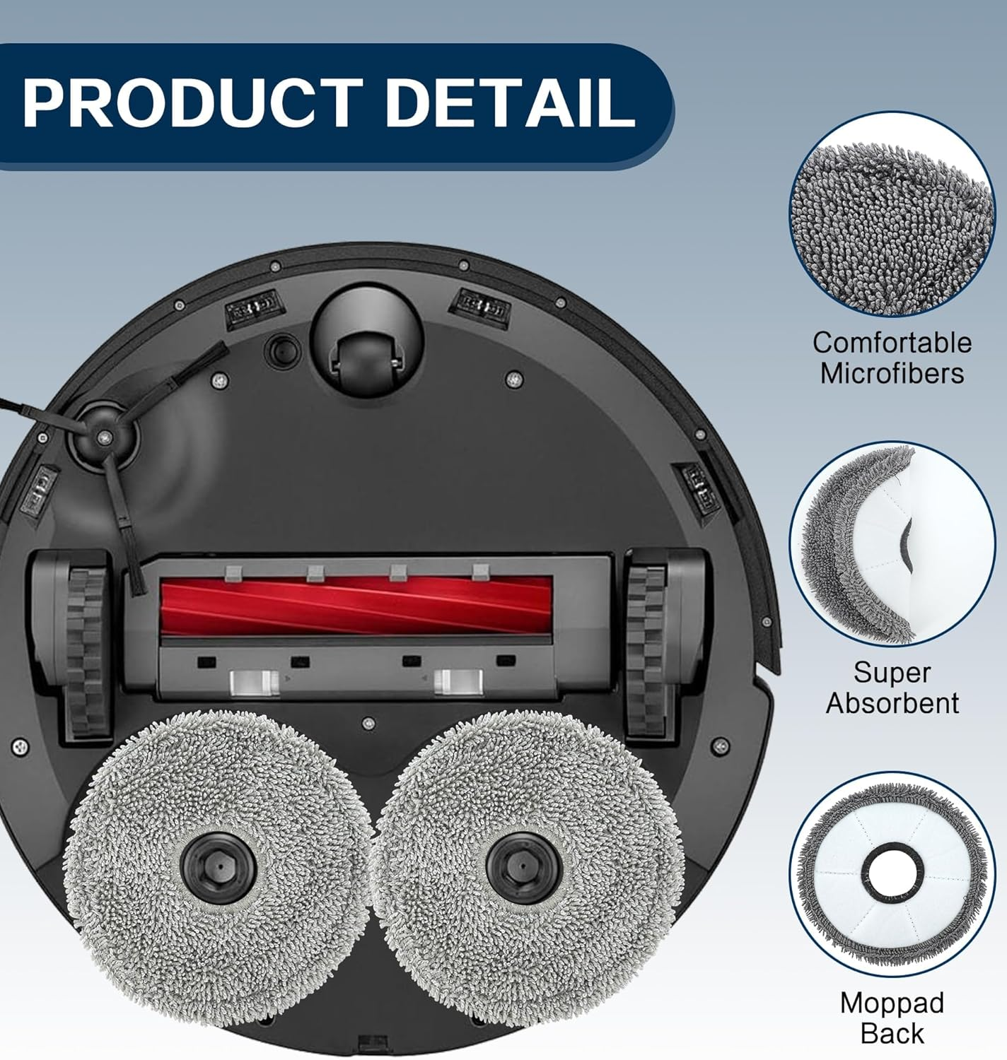 YBVABE Mopping Cloths for Dreame L20 Ultra /X30 Ultra / X40 Ultra/ L10S Pro Ultra /L10S Ultra/Roborock Q Revo/Q Revo Maxv/Q Revo Pro/Xiaomi X10+ Vacuum Cleaner Robots Replacement Microfiber Mop Parts image number 2