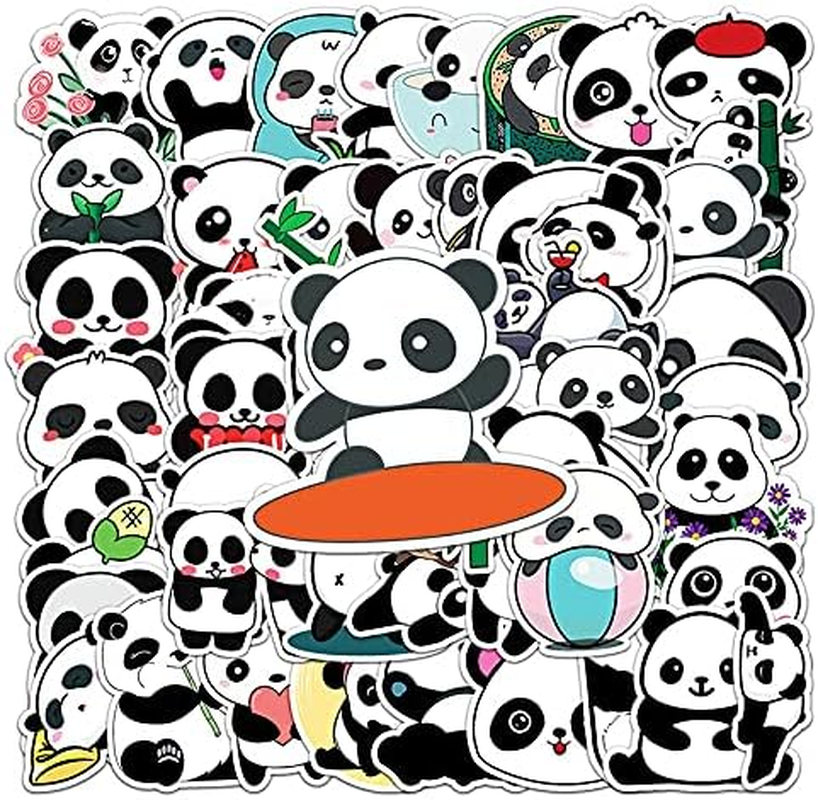 Panda Stickers,50 PCS Panda Graffiti Vinyl Waterproof Decals for Water Bottles Computer Bicycle Skateboard Luggage Phone Pad Laptop Kids Teens Stickers Pack - Blue image number 2