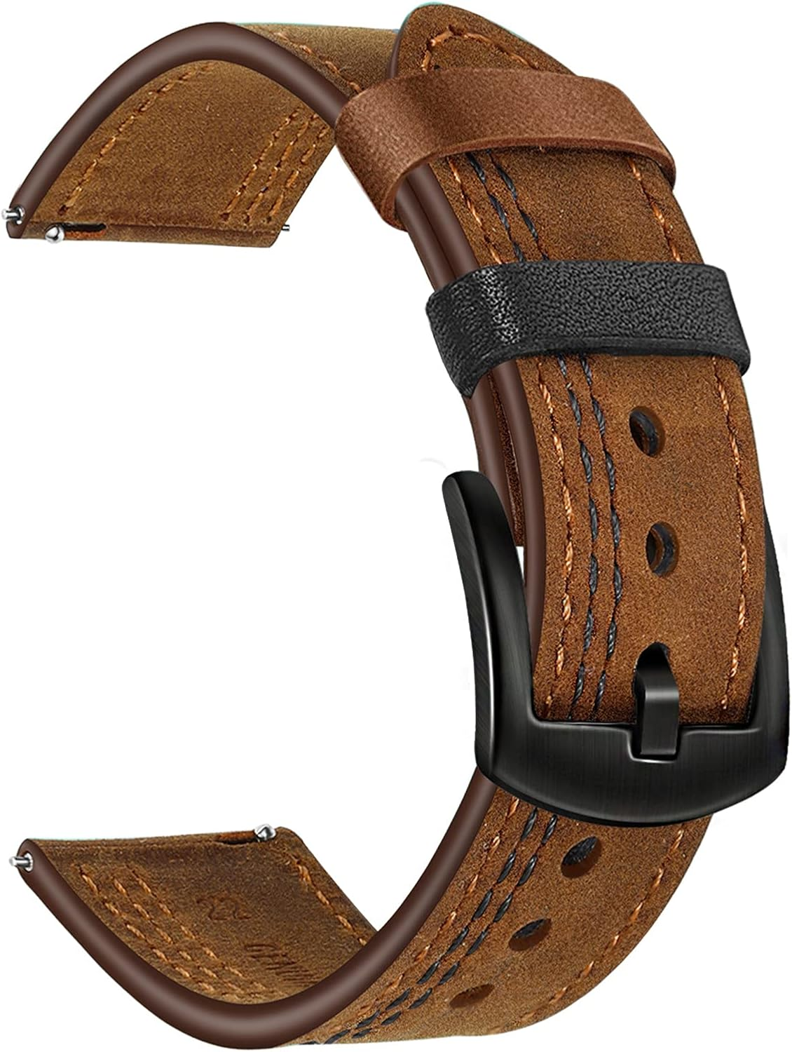 Trumirr Replacement for Amazfit Balance/Amazfit Bip 5/Amazfit GTR 4/GTR 2E Leather Strap, 22 Mm Double Colour Genuine Leather Watch Strap Sports Replacement Strap for Amazfit GTR 2E/Gtr 47 Mm/Amazfit