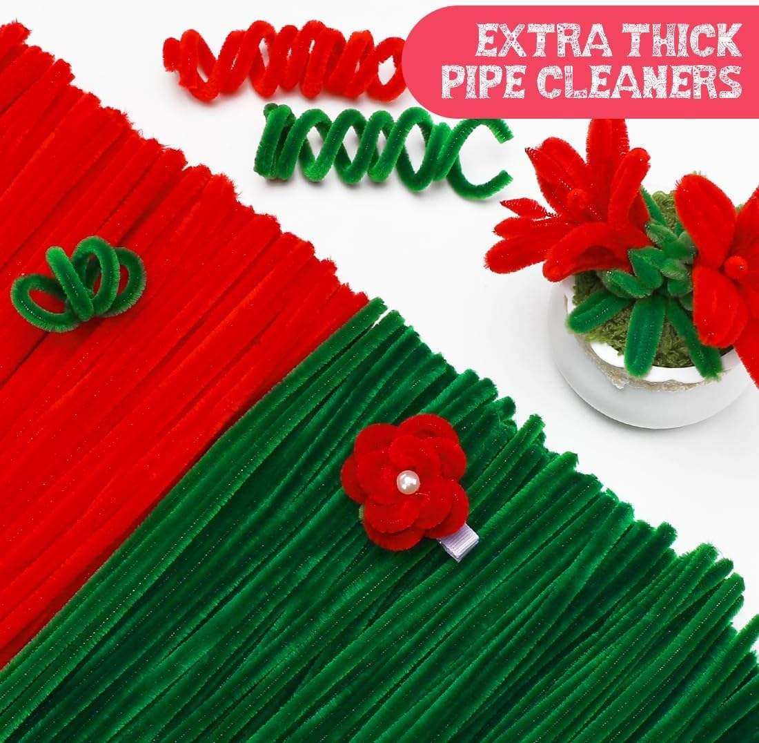 Pipe Cleaners, 480Pcs Red Roses, Flower Making Kit, Arts and Craft Supplies, Pipe Cleaners, Pipe Cleaners for Flowers, Craft Supplies Kit, Ideas for Art Project Activity image number 1