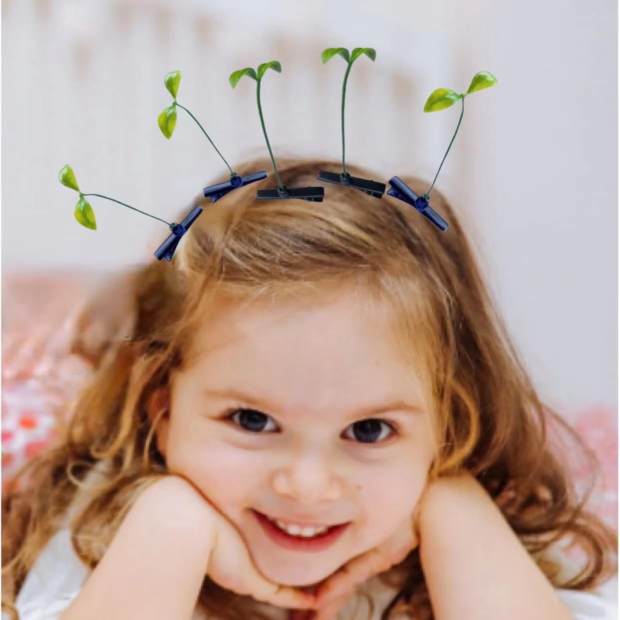 100 Pcs Bean Sprout Hair Clip, Plant Hair Clip Sprout Clips Funny Little Grass image number 4