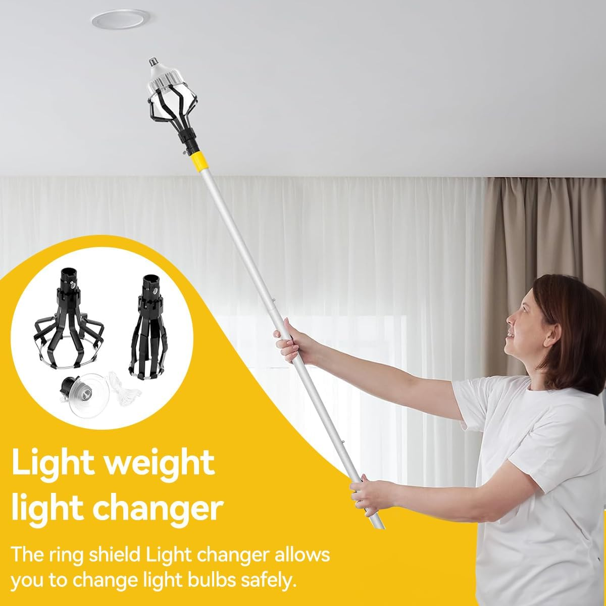 Proxima Direct 2.6 M/8.5 FT Light Bulb Changer for High Ceilings with 1.2-8.5FT Telescopic Extension Pole with Baskets and Suction Cup, High Reach with Pole - Light Bulb Removal Tool image number 1