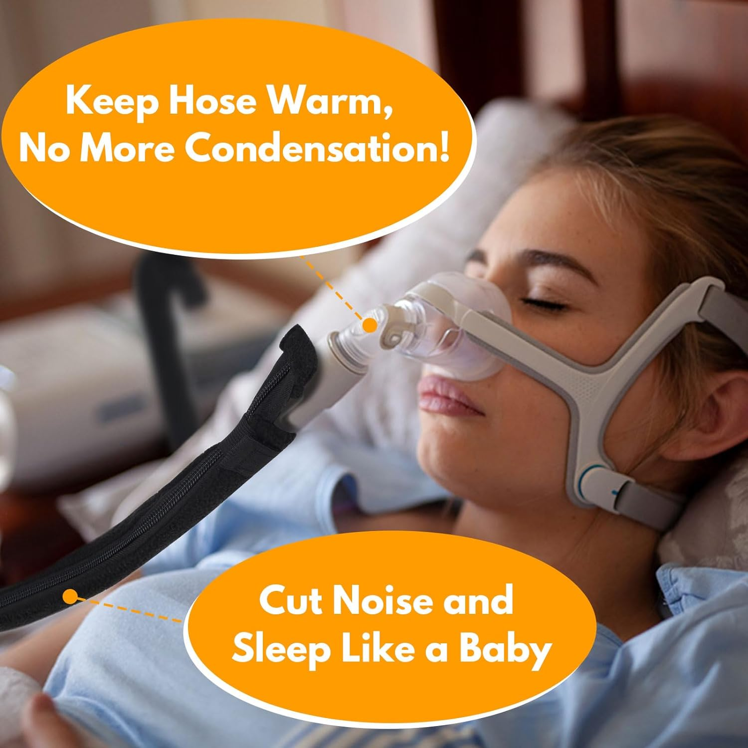 Healvaluefit CPAP Hose Cover Cat Proof, 6.3Ft CPAP Tubing Cover Full Length Zipper Easy to Install and Remove, Compatible with Resmed Airsense 10 & 11 Tubing image number 4