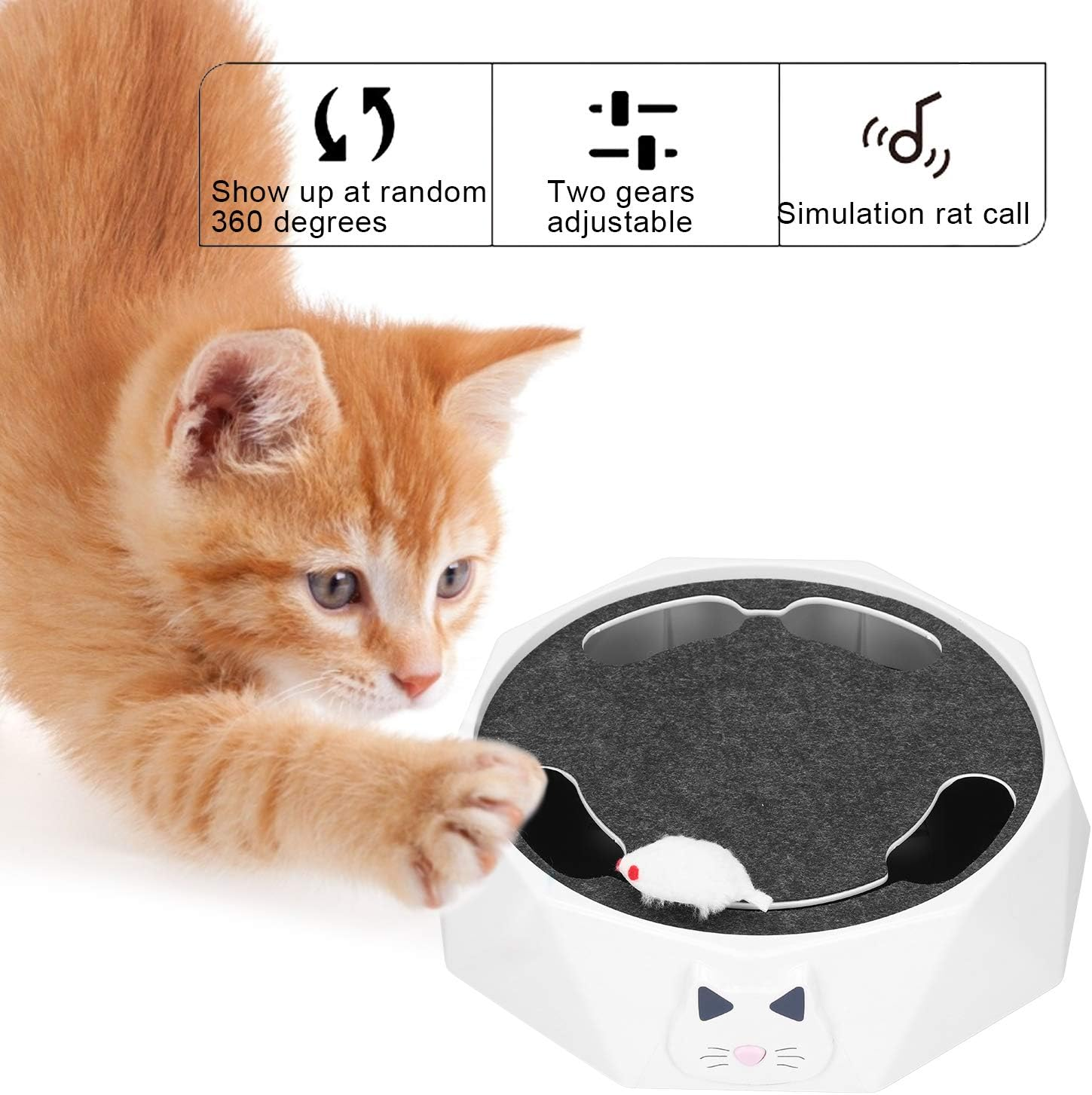 Dynamic Electric Mouse Run after Cat Toy,Interactive Turntable Teaser with Variable Speeds Entertaining and Energizing Playtime for Indoor Cats and Kittens image number 4
