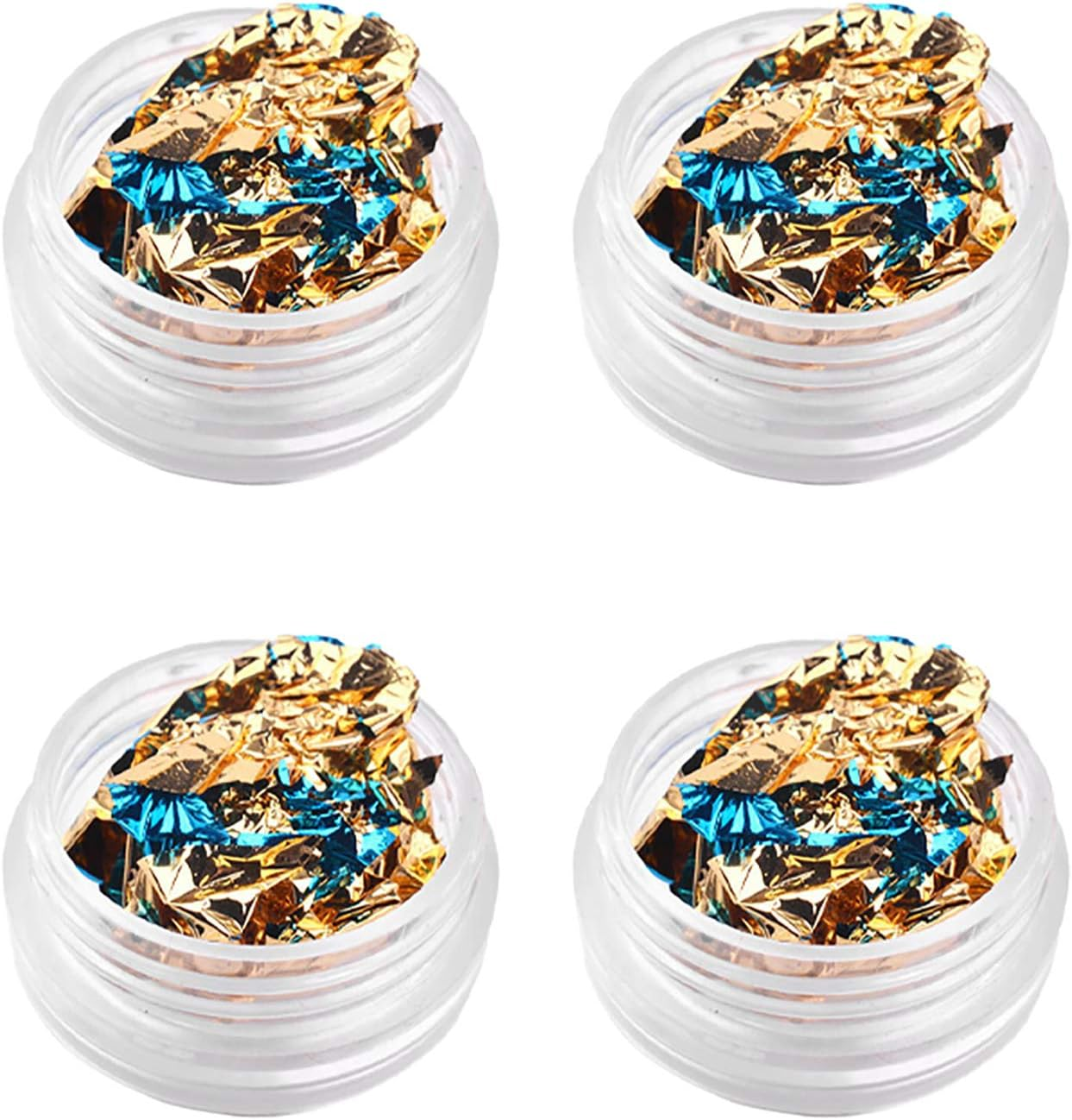 4 Boxes Magic Mirror Effect Sparkle Sequins Pigment Dust Nail Accessories image number 1