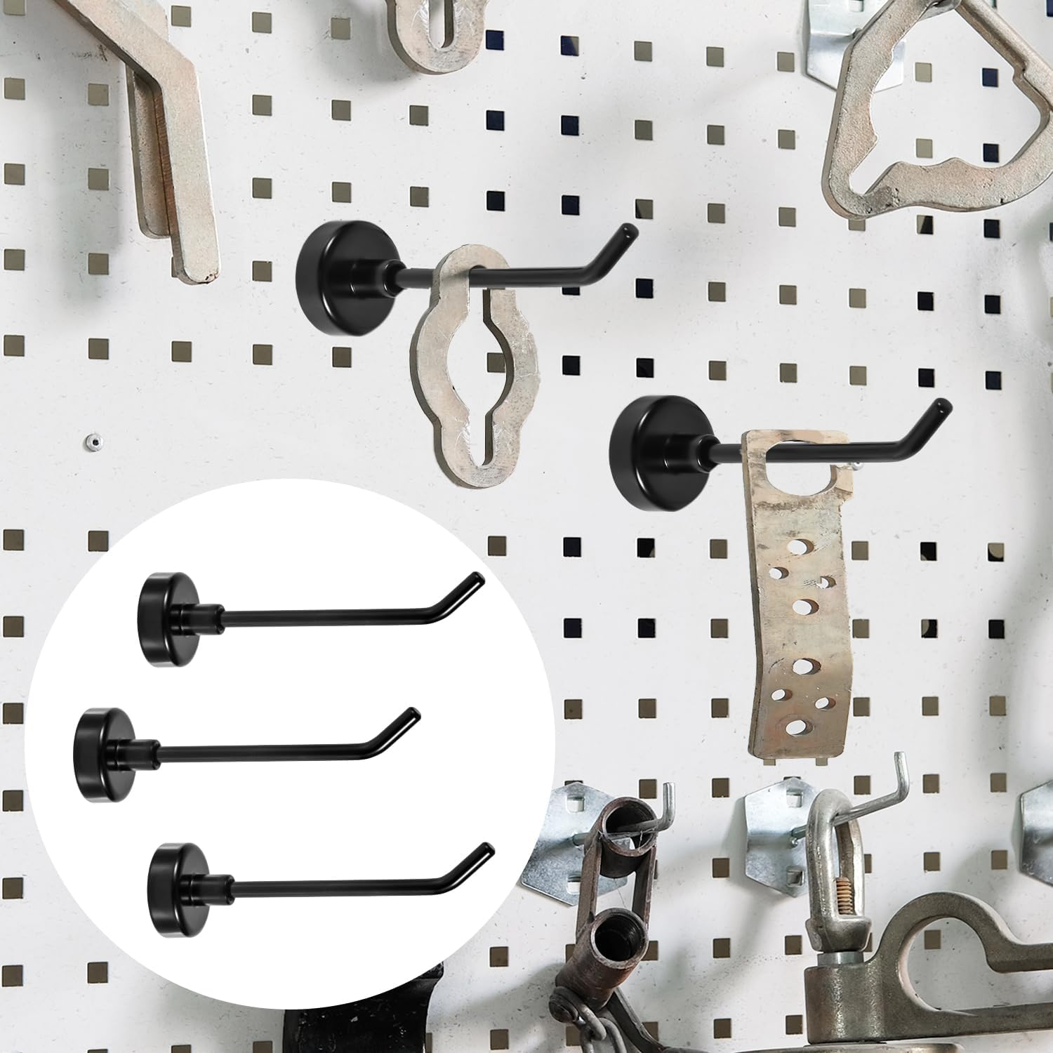 6 Large Magnetic Hooks, 1Kg 7Cm Long Strong Magnetic Hooks Strong Magnetic Hooks for Cruises Garages Kitchens and Refrigerators (Black) image number 3