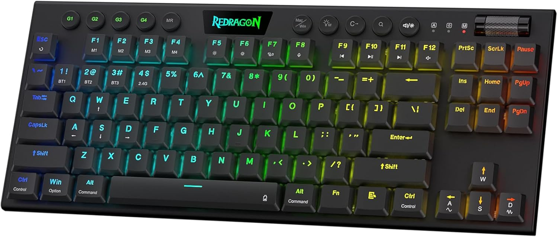 Redragon K621 Horus TKL Wireless RGB Mechanical Keyboard, 5.0 BT/2.4 Ghz/Wired Three Modes 80% Ultra-Thin Low Profile Bluetooth Keyboard W/Dedicated Media Control & Linear Red Switches, Black image number 5