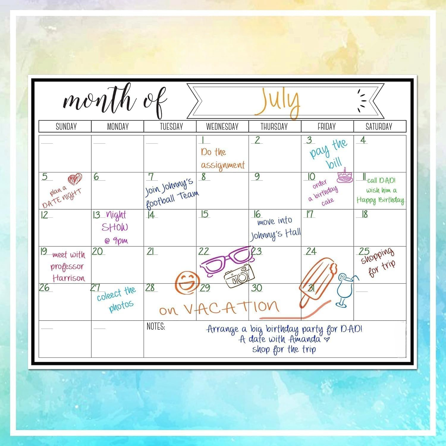 Magnetic Dry Erase Refrigerator Calendar, Large Calendar Whiteboard Monthly Planner - 2 Fine Tip Markers and Large Eraser- Planner White Board image number 3