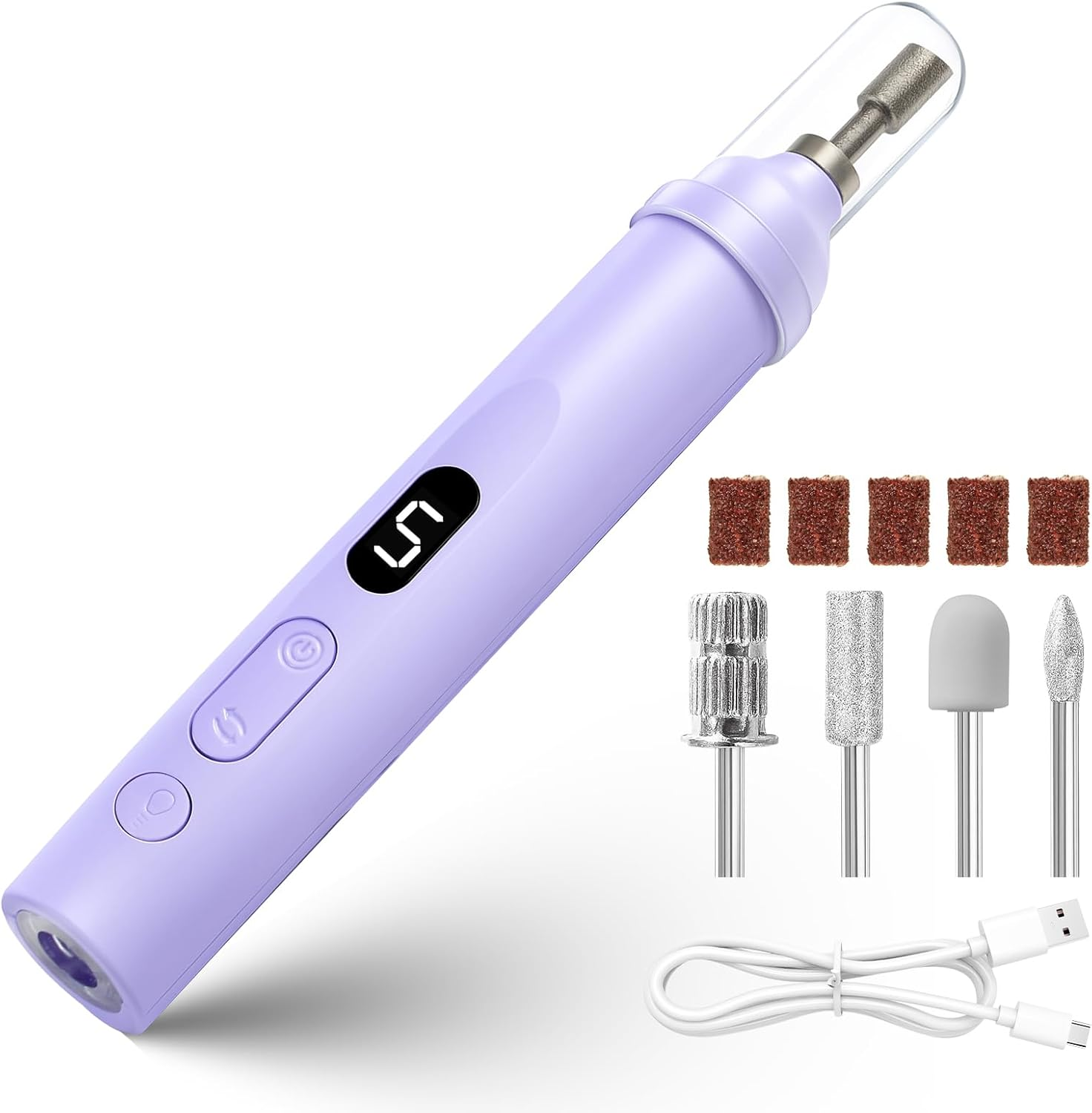 Droyek Electric Nail Drill Machine Handheld Flat Light 2-In-1 for Beginners Acrylic Gel Nails Manicure Pedicure Polishing Shape Tool with 8 Bits Gel Nails and Home Salon Use