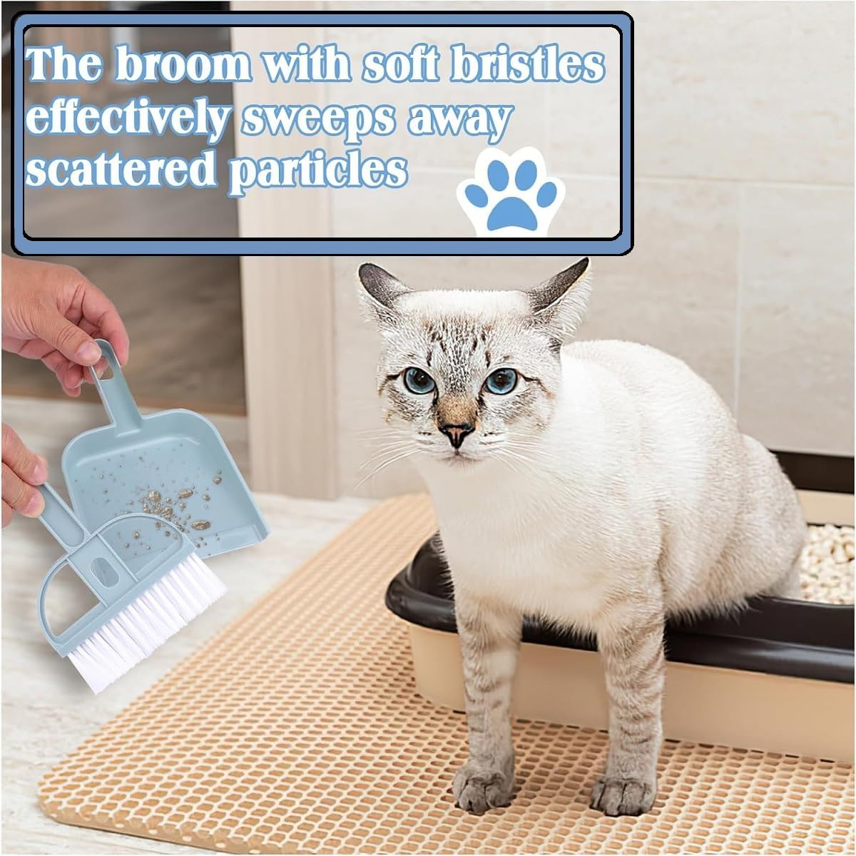 Cat Litter Shovel Metal, Cat Litter Scoop Broom Set, Cat Litter Shovel Cleaning Tool with Plastic Shovel Broom Set, Cat Litter Scoop Set for Pets Cats image number 6