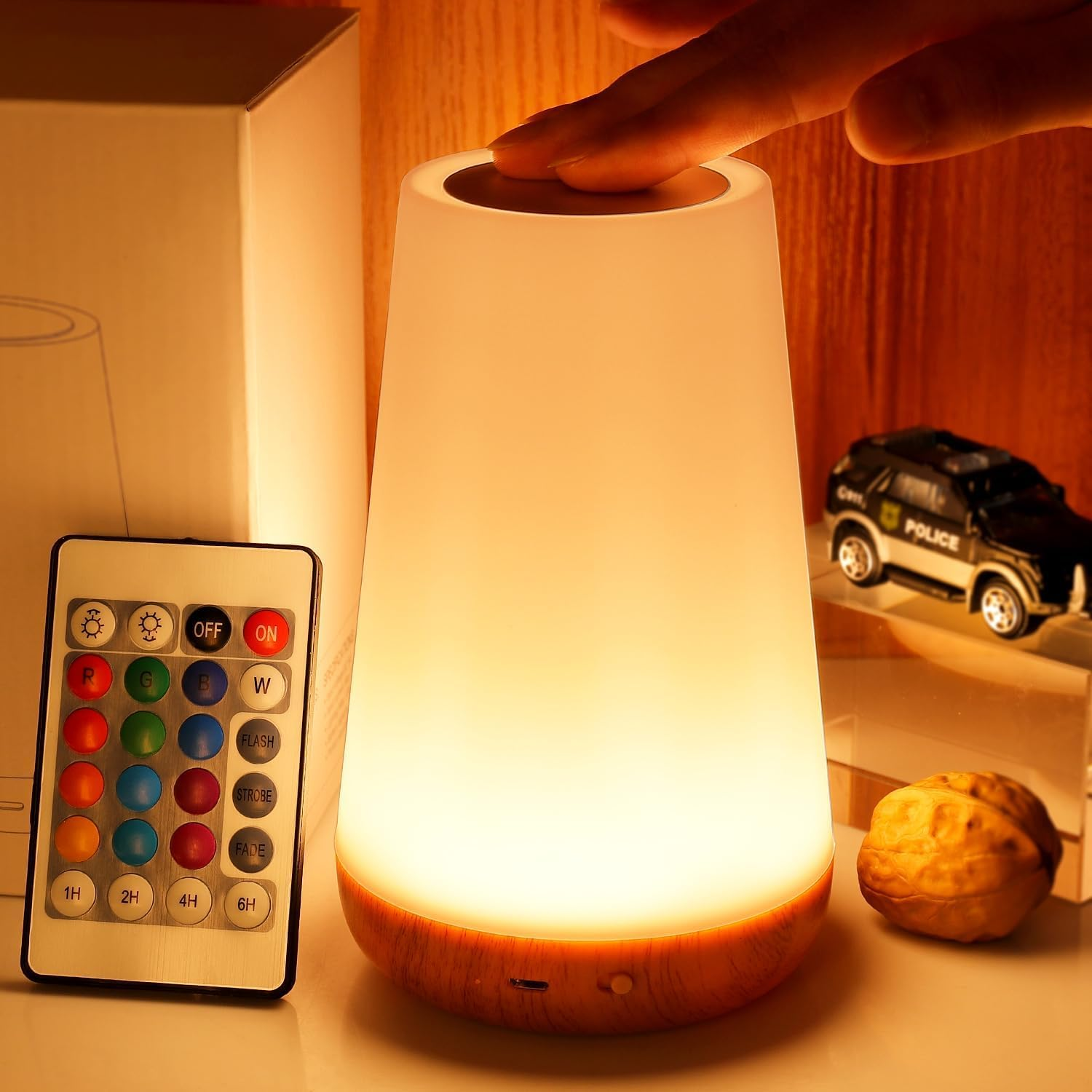 YOXUE Night Light, Dimmable Touch Lamp for Bedroom, Portable Table Bedside Lamp, 5 Brightness & 13 RGB Colors, Night Lights for Bedroom/Baby Nursery/Bathroom//Hallways/Living Room image number 2