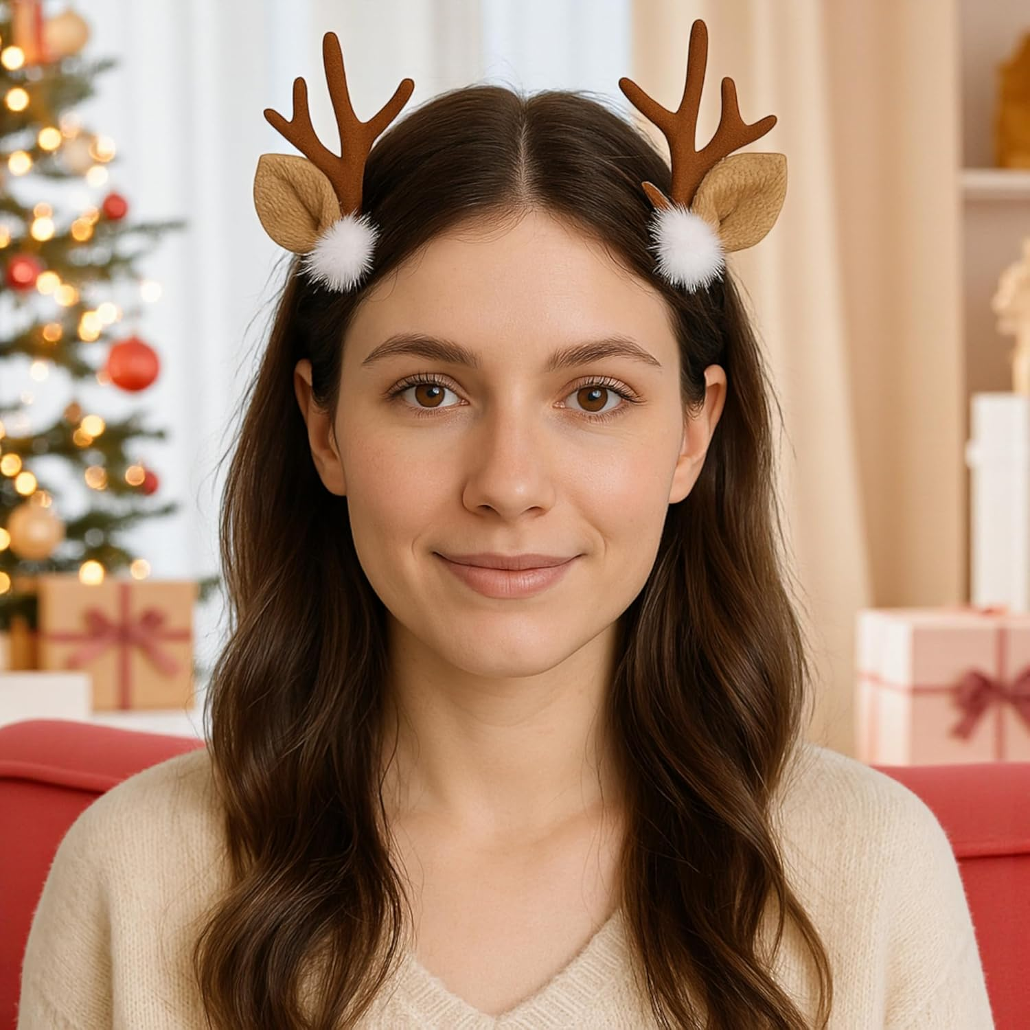 MIJOMA Reindeer Hair Clips - Festive Hair Accessories for Christmas, 2 Pairs, 2 Designs, 5 X 7 Cm image number 5