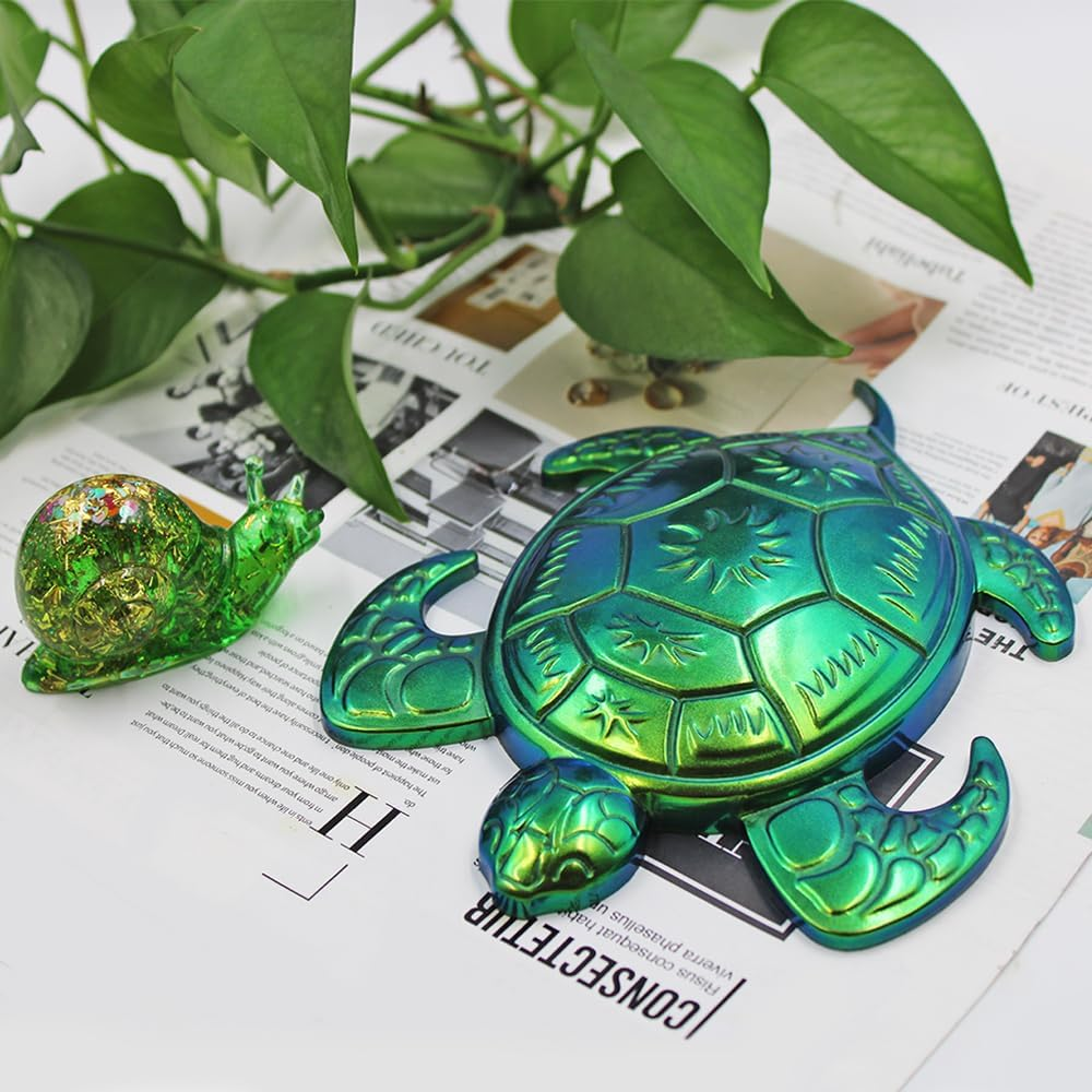 2 Pcs Resin Silicone Molds, Animal Epoxy Resin Molds, Lyflux 3D Sea Turtles and Snail, 3D Lifelike Silicone Molds for Epoxy Resin for Home Decor Desktop Ornament image number 2