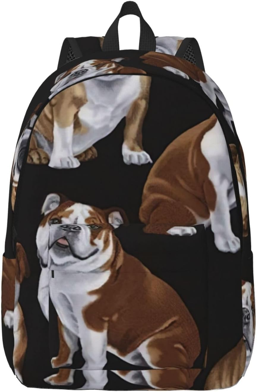 WURTON English Bulldogs Print Canvas Backpack &Acirc;&euro;&ldquo; Versatile Back Pack for All Unisex Work, Hiking Canvas Rucksack image number 3