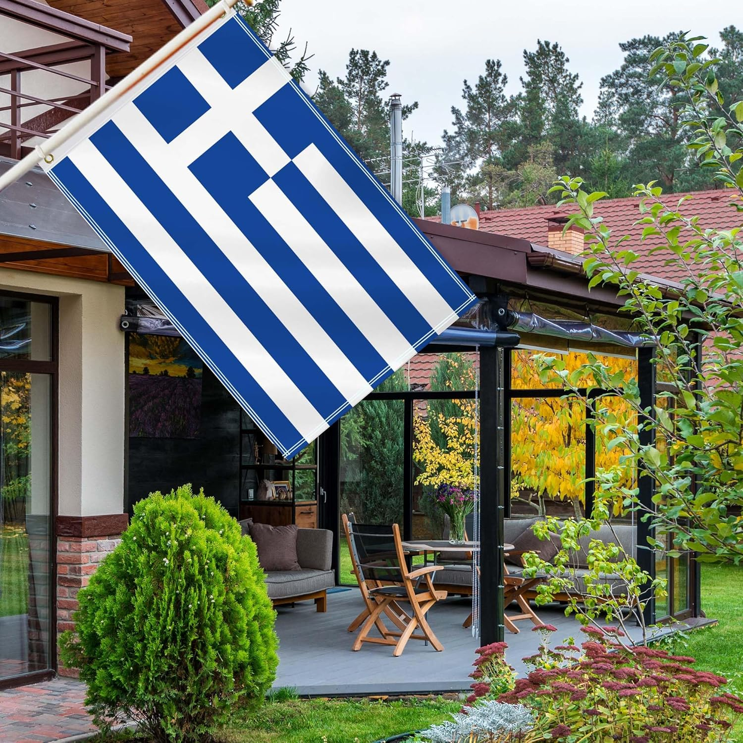 2&times;3 FT Greece Flag,60&times;90 Medium Size Greek National Decor,Double Side Digital Printed 150D Polyester Banner with Canvas Header Brass Grommet image number 2