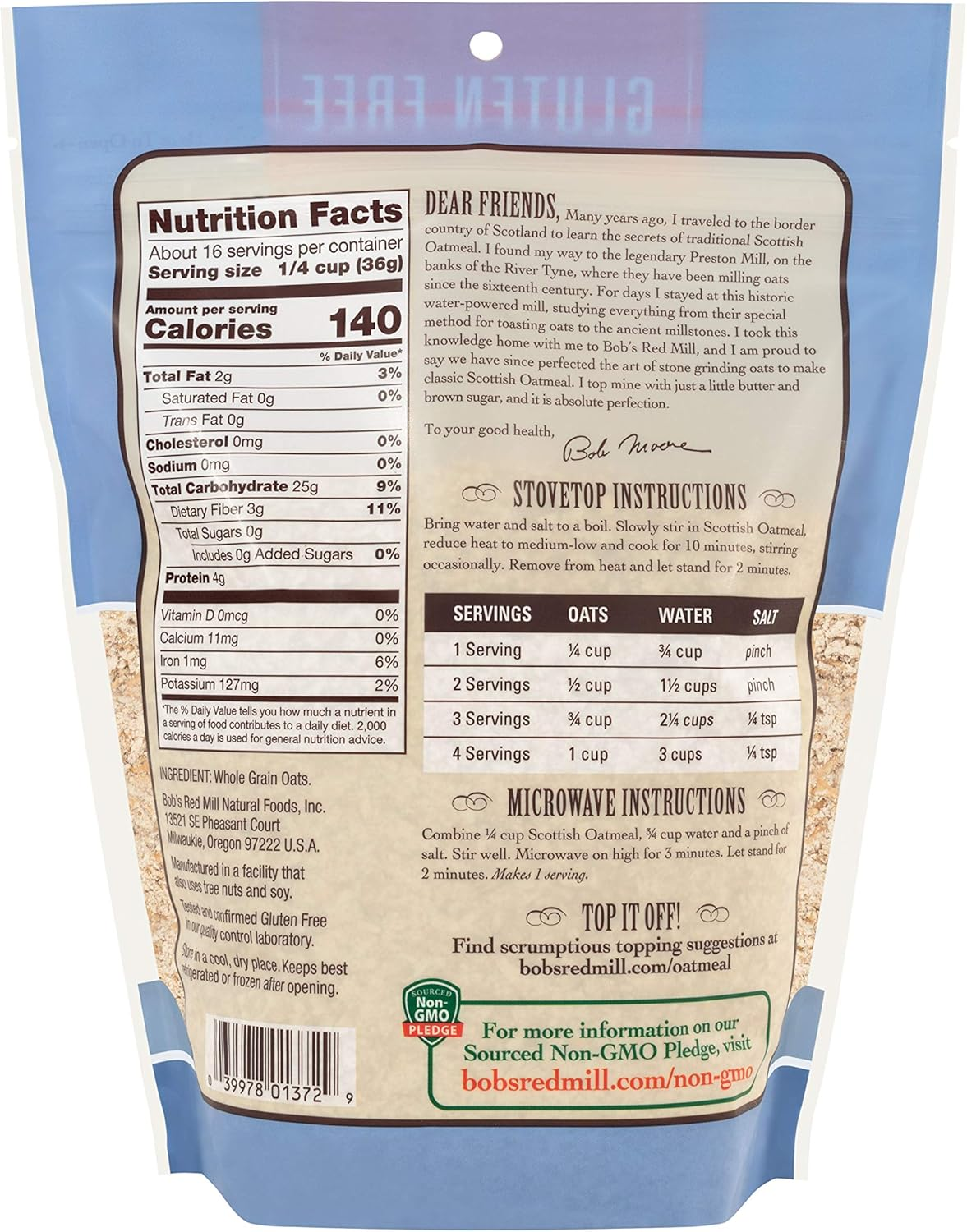 Bob'S Red Mill Gluten Free Scottish Oatmeal, 20-Ounce (Pack of 4) image number 2