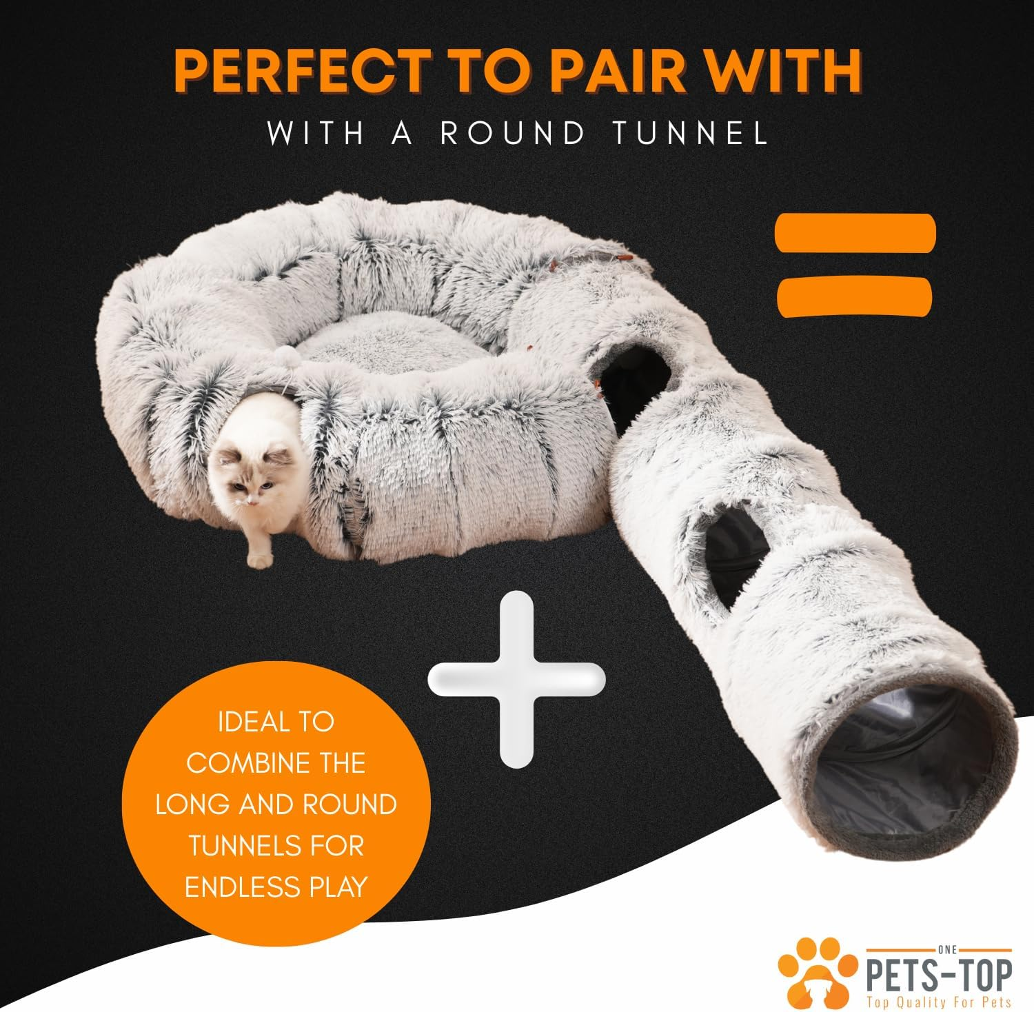 One PETS-TOP Cat Tunnel Long, XXL Cat Tunnel, Large Cats, Rustling Tunnel for Cats, Interactive Cat Toy for Indoors, Made of Soft Plush image number 1