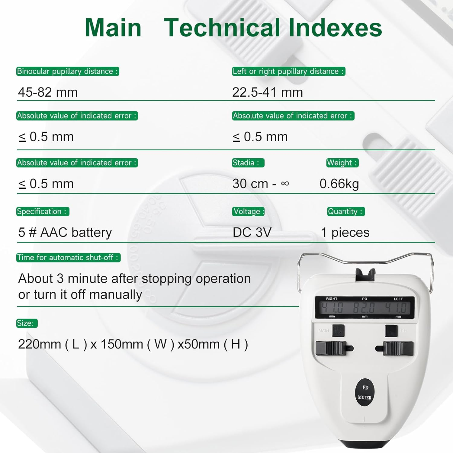 AISITESY Optical Digital Pupillary Distance Meter Led Pd Meter Pupilometer Interpupillary Distance Measuring Tool Ophthalmic Equipment with LCD Display Optical Pd Pds（Battery Not Included） image number 1