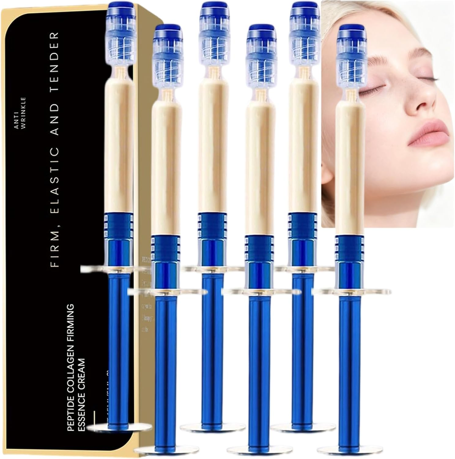 Peptide Collagen Firming Essence Cream, Anti-Wrinkle Lotion for Face & Neck, Tightening & Lifting Sagging Skin, Polypeptide Collagen Elastic Essence for Firm, Elastic & Tender Skin (2PCS)