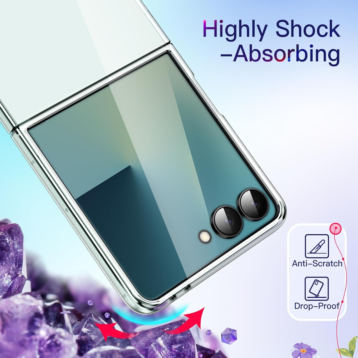 Jetech Case for Samsung Galaxy Z Flip 7 2025, Crystal Transparent Hard PC Shell, Anti-Scratch Shockproof Slim Protective Phone Cover (Clear) - Clear image number 6