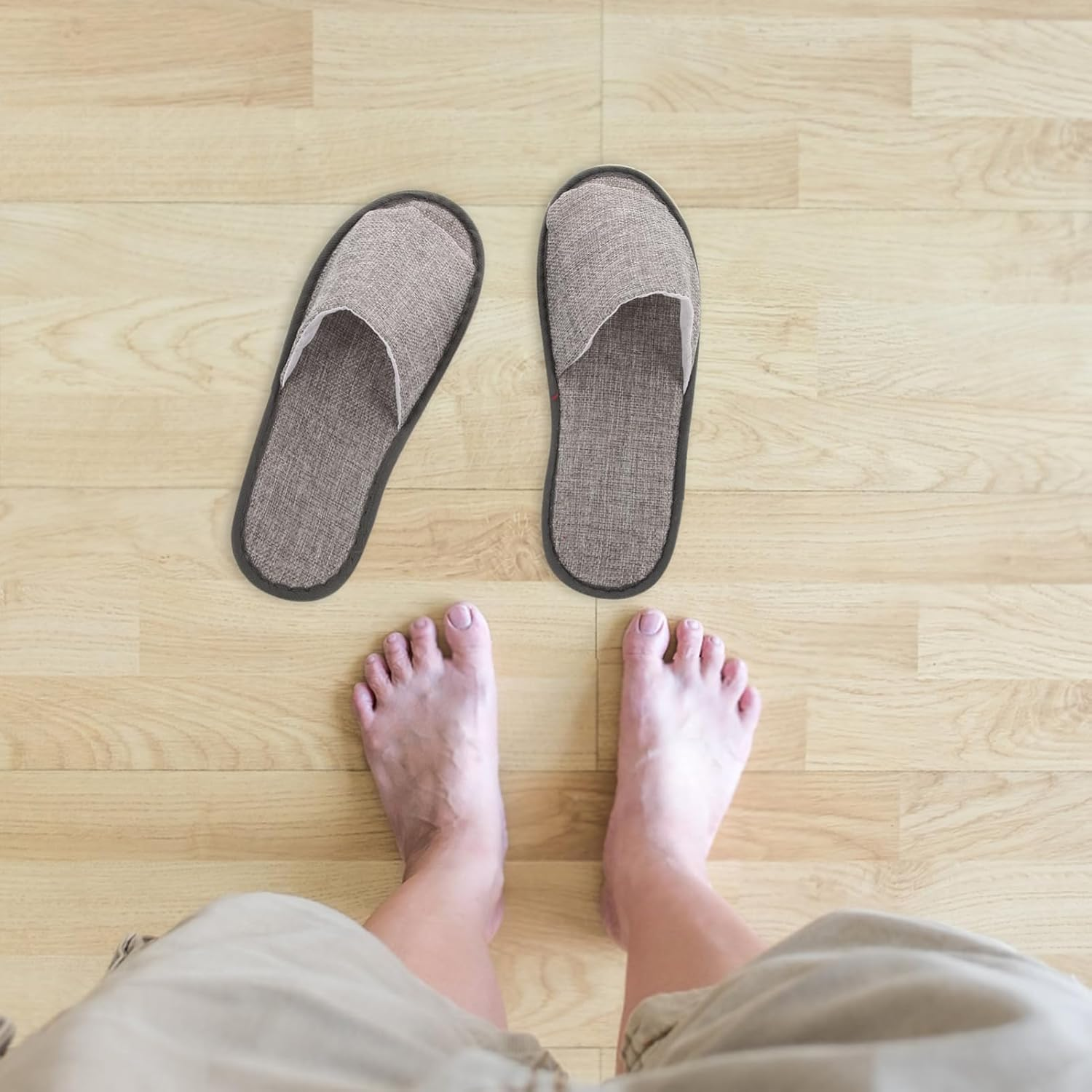 Baluue 10Pairs Fleece Linen Slippers Disposable for Men Women Guest House Slippers image number 6