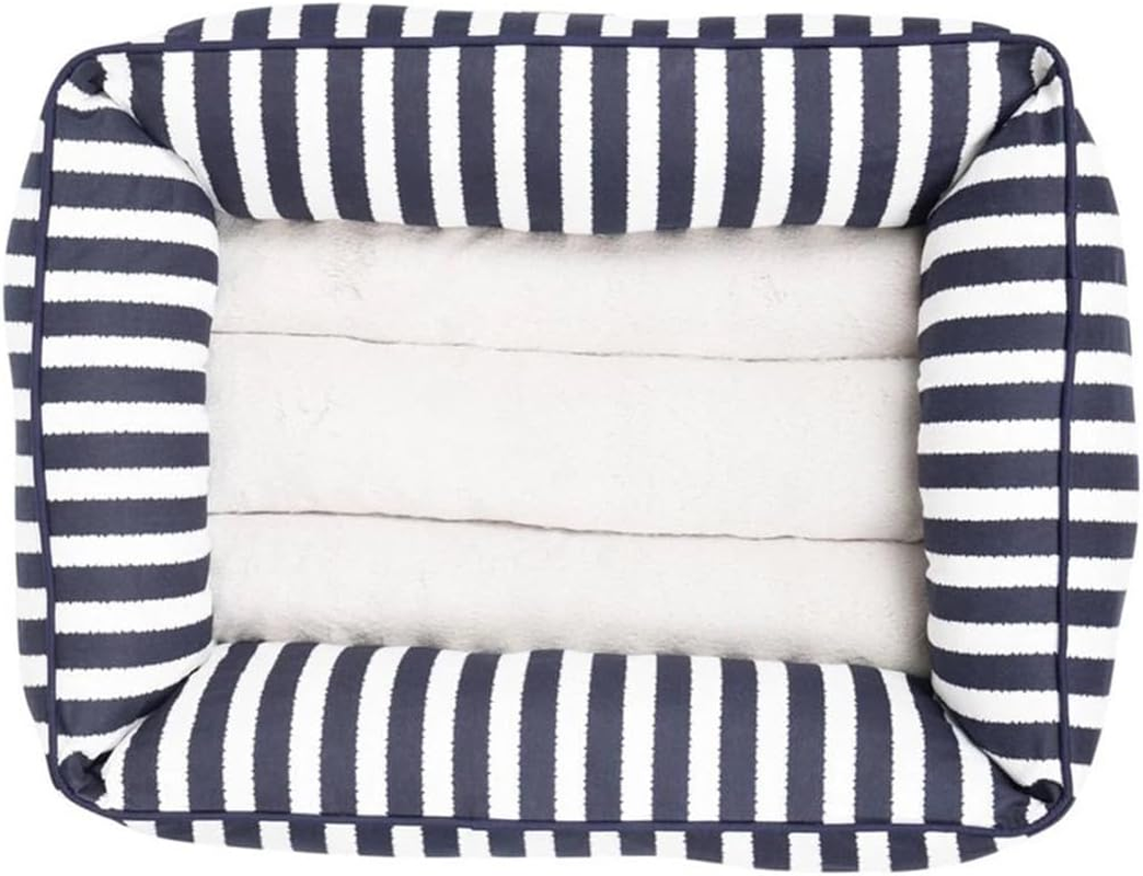 Mog & Bone Bolster Dog Bed, Navy Hamptons Stripe, Small image number 3