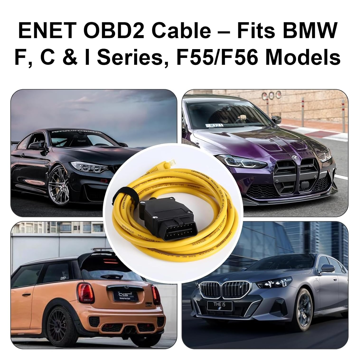 BMW ENET Cable Adapter &ndash; Fast & Stable Data Transmission, Multi-Function Coding & Programming, Plug & Play for F-Series BMW Cars（1.8M）