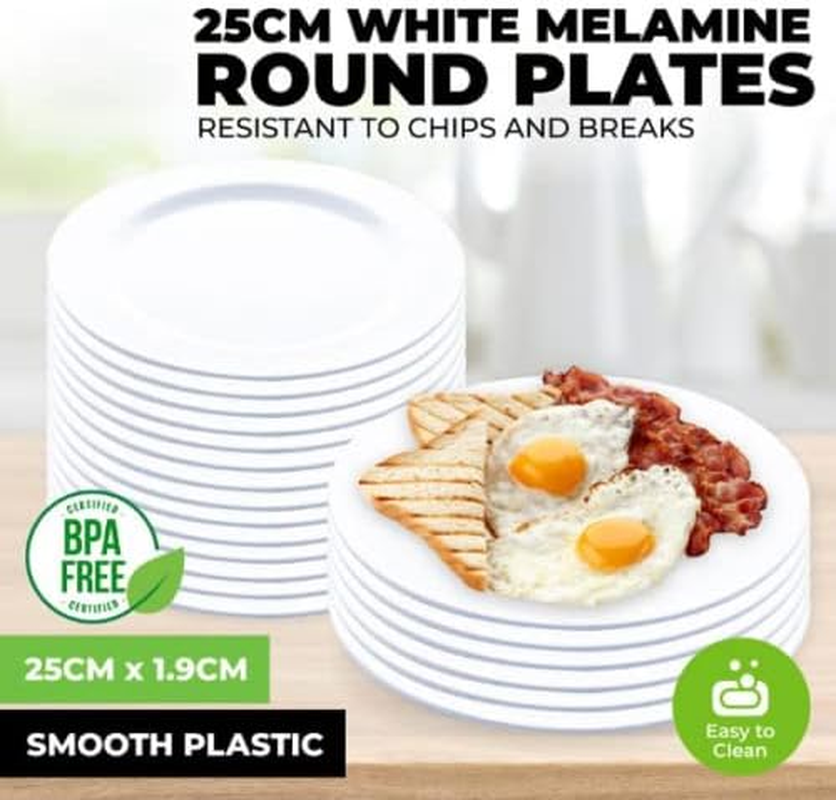 Tootoo 6PCS Melamine Plates round Lightweight Durable Strong 25Cm image number 6