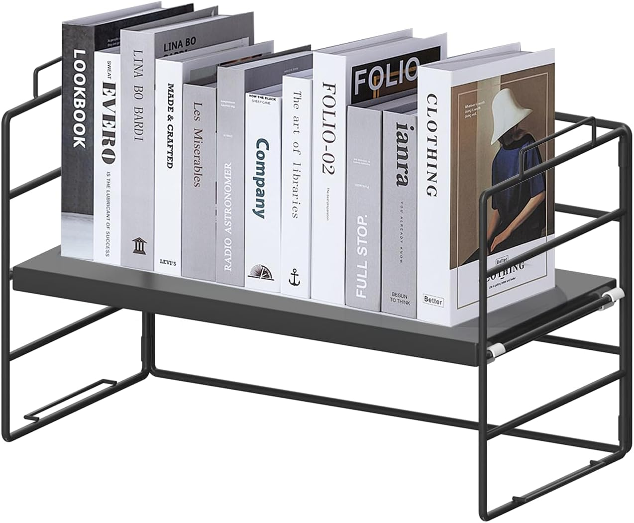 Sleek Metal Desk Shelf Organizer &ndash; Heavy-Duty Steel Frame Adjustable Book Shelf & Corner Shelf for Office & Kids, Stackable Cube Storage Unit with Rotating Design for Desktop, Kitchen image number 6