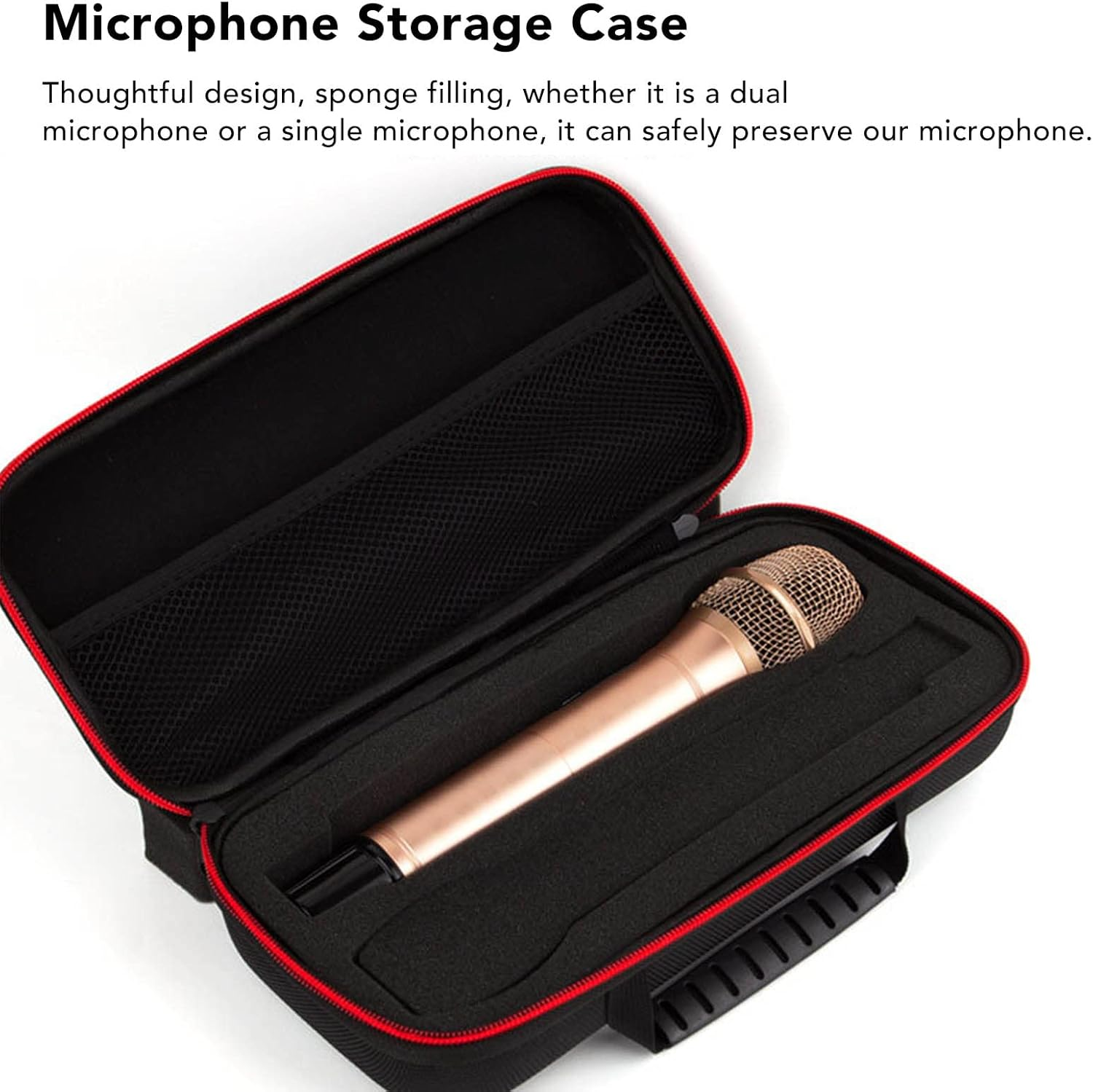 Wireless Microphone Storage Bag with Large Capacity, Shockproof Drop Proof EVA Zipper Bag with Metal Zipper, Sponge Filling